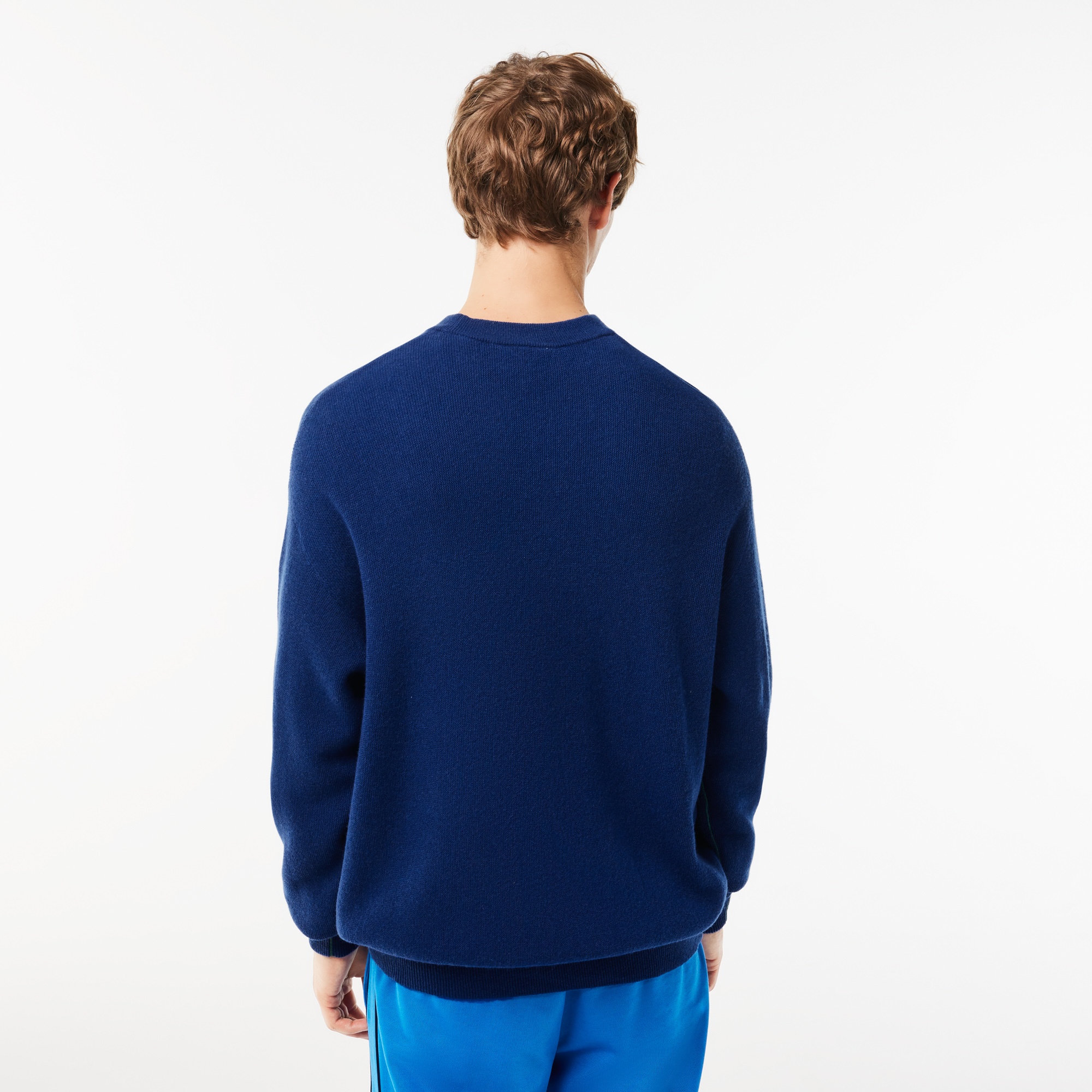 Lacoste Erkek Relaxed Fit Uzun Kollu Bisiklet Yaka Lacivert Triko