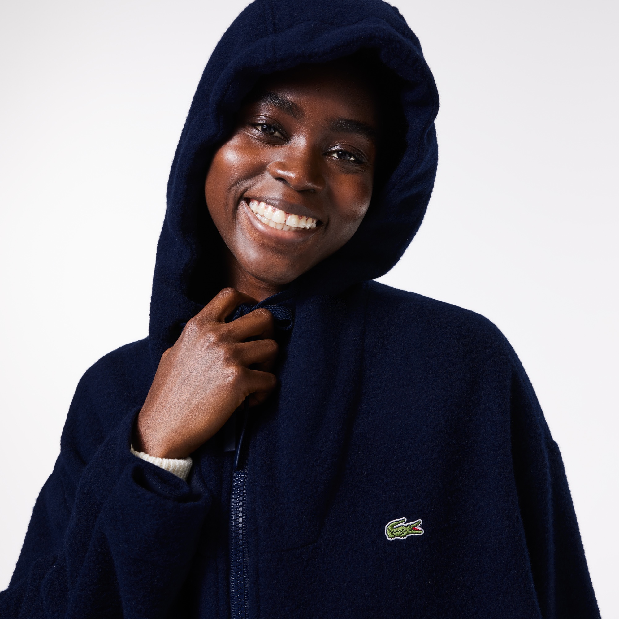 Lacoste Kadın Kapüşonlu Lacivert Mont