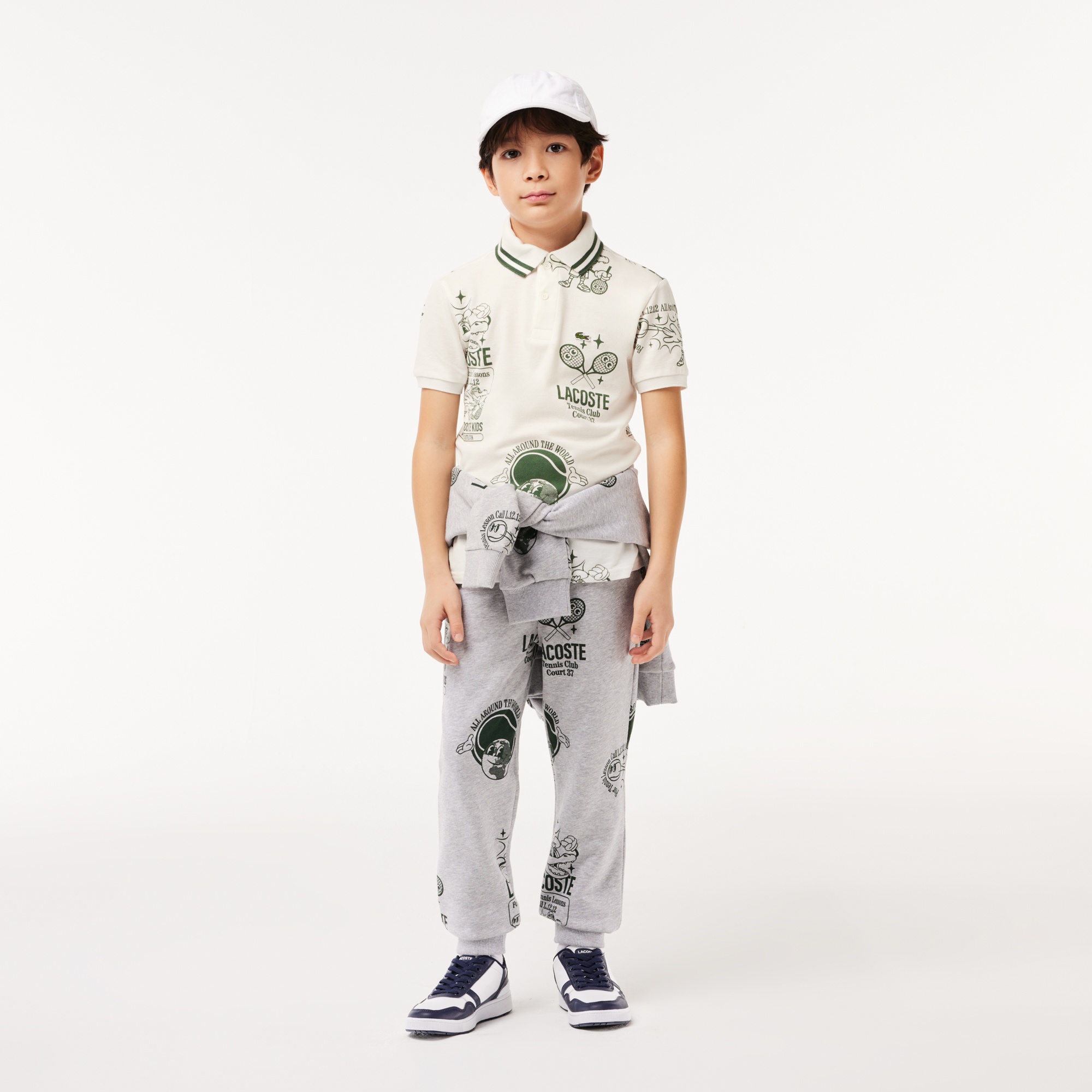 Lacoste Çocuk Desenli Beyaz Polo