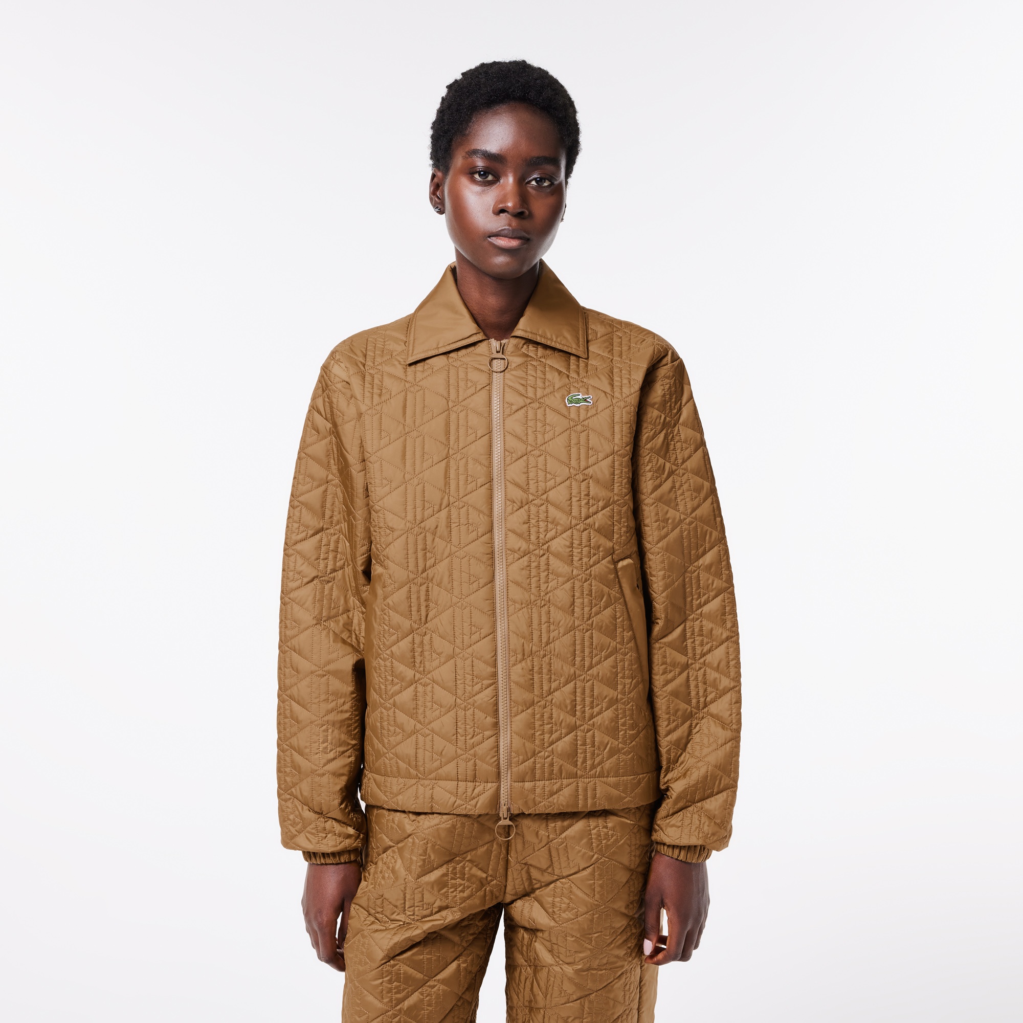 Lacoste Kadın Monogram Kahverengi Mont