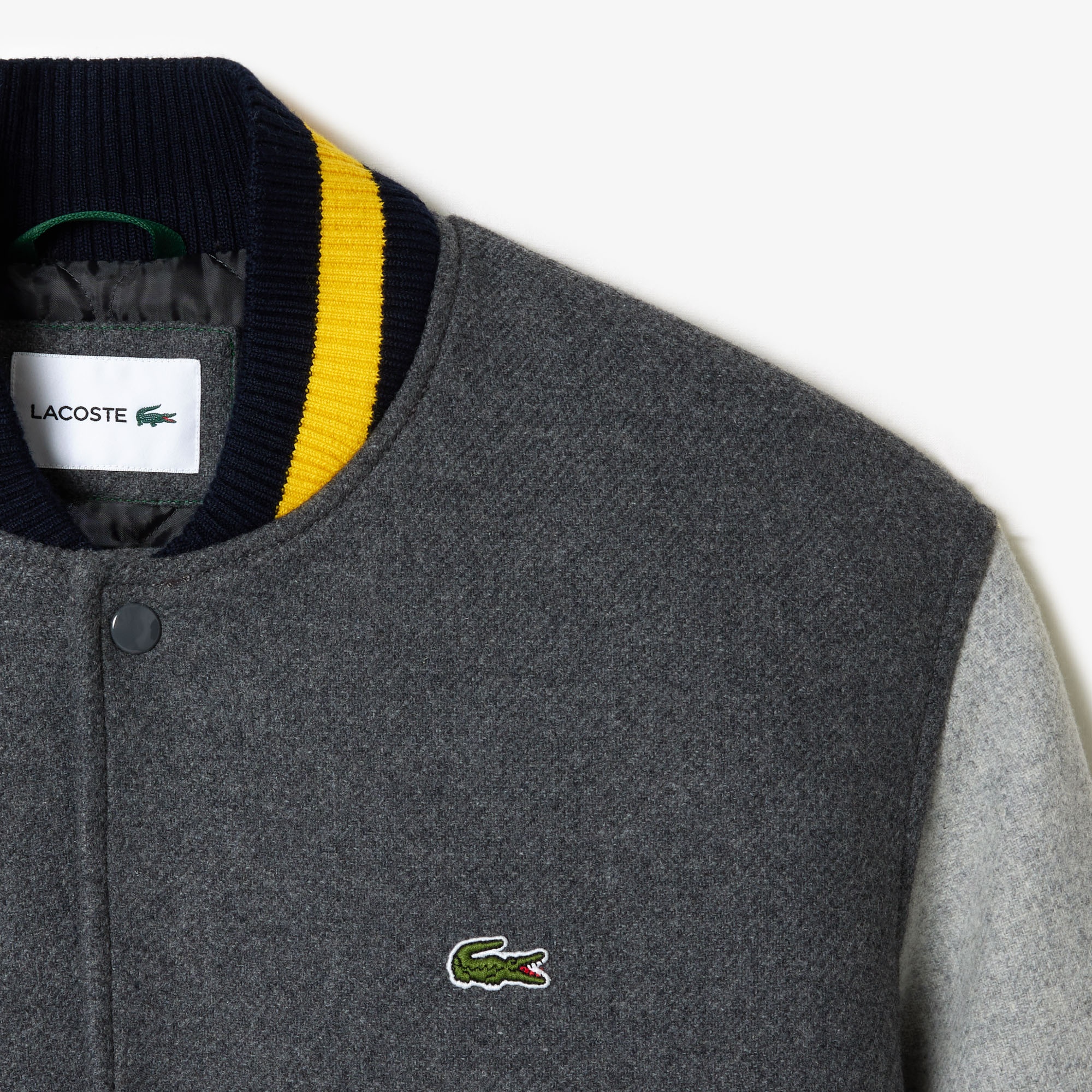 Lacoste Erkek Hakim Yaka Renk Bloklu Gri Mont