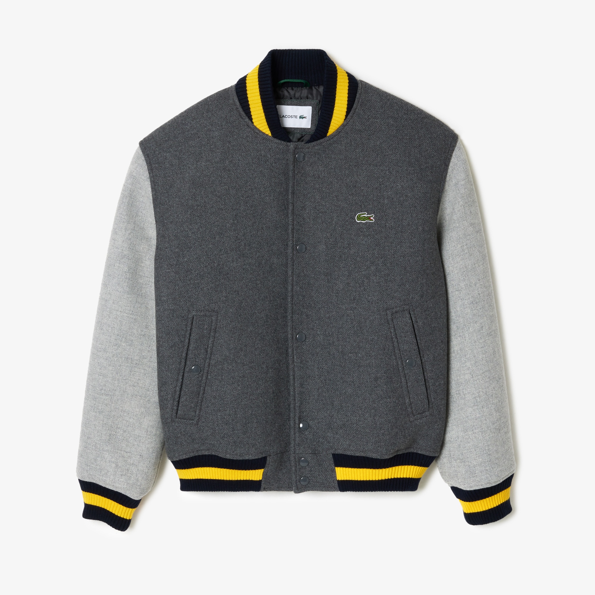 Lacoste Erkek Hakim Yaka Renk Bloklu Gri Mont