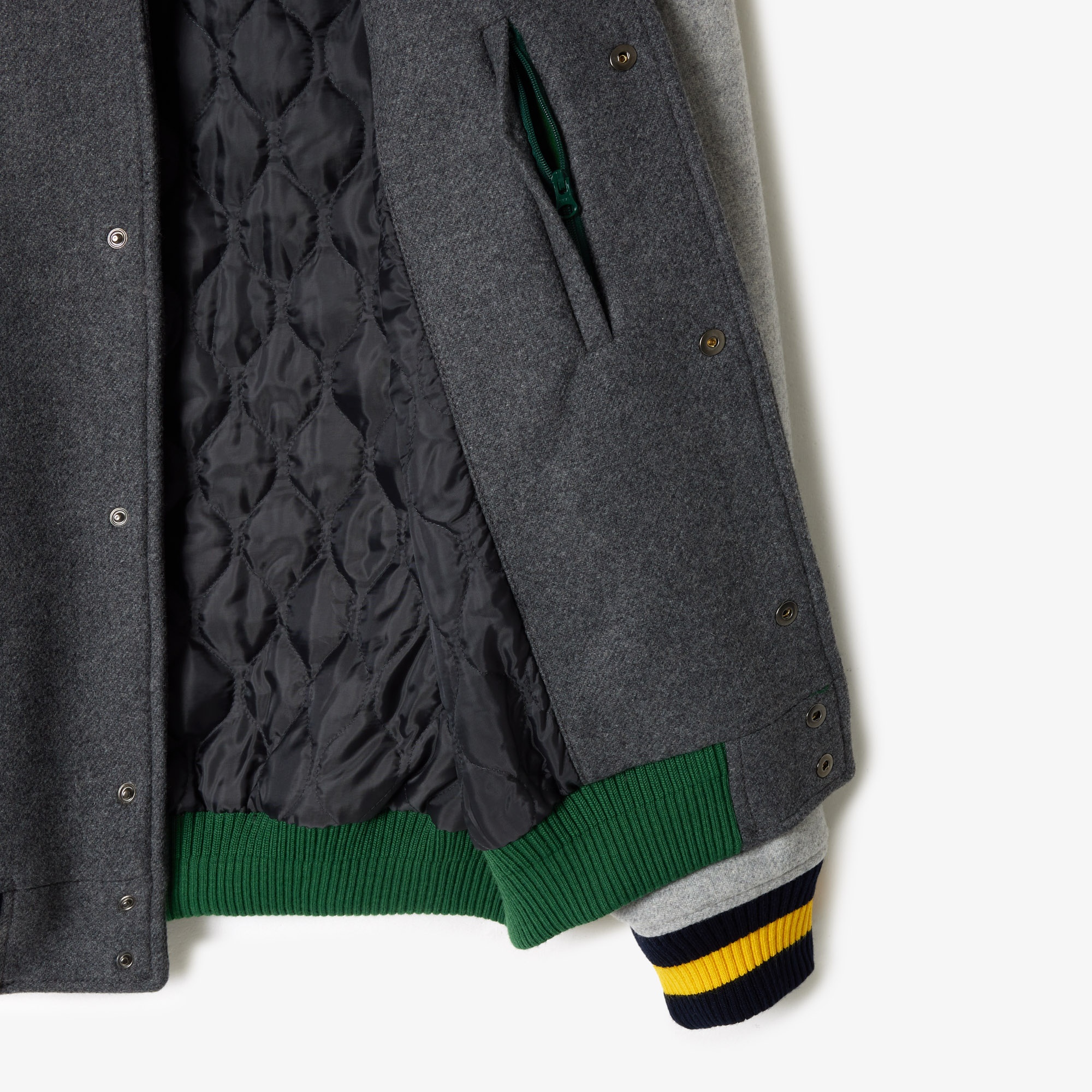 Lacoste Erkek Hakim Yaka Renk Bloklu Gri Mont