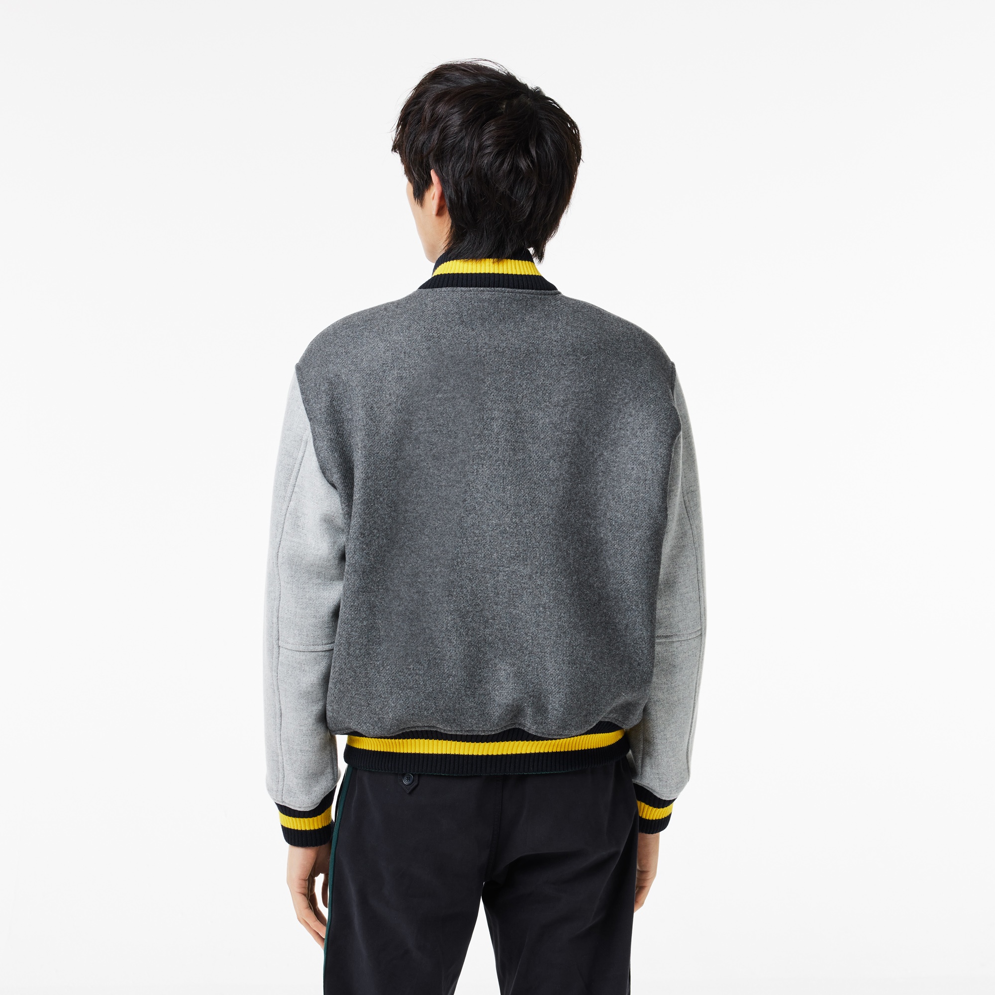 Lacoste Erkek Hakim Yaka Renk Bloklu Gri Mont