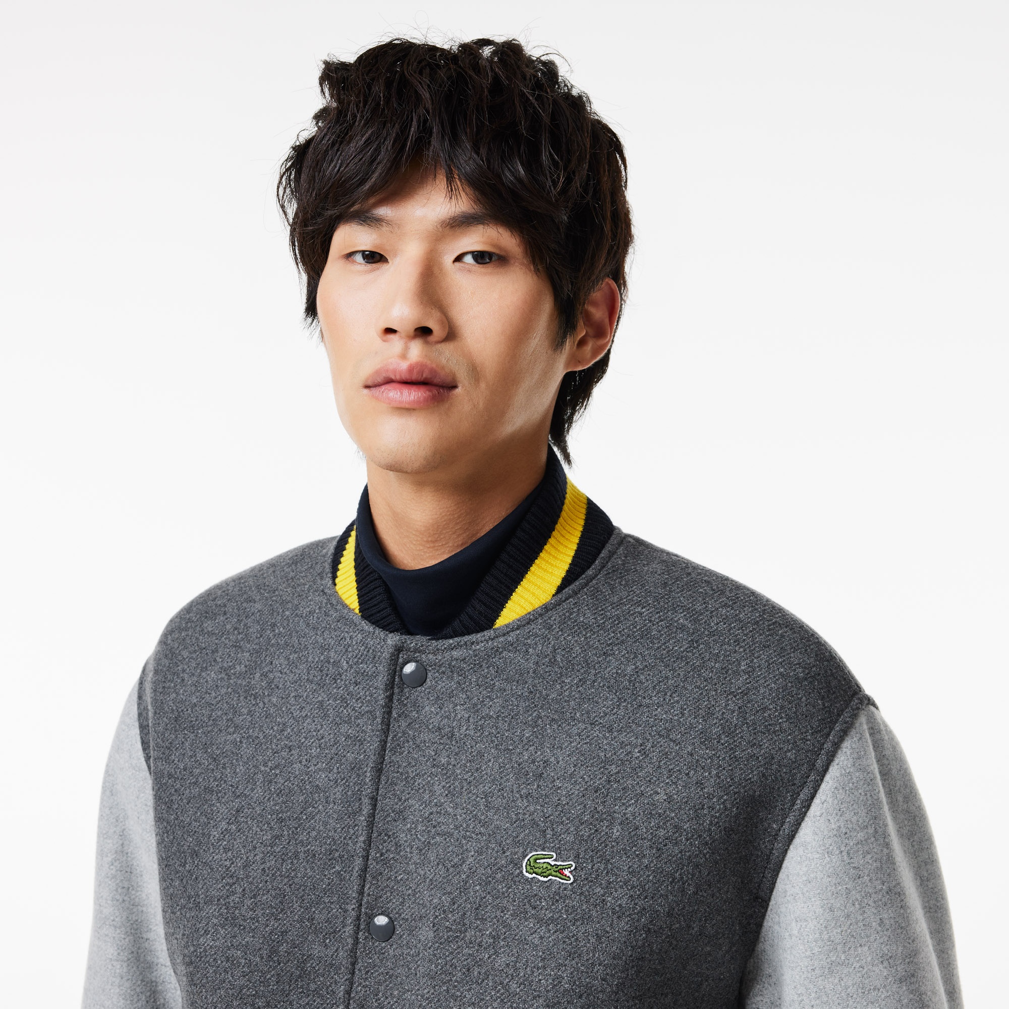 Lacoste Erkek Hakim Yaka Renk Bloklu Gri Mont