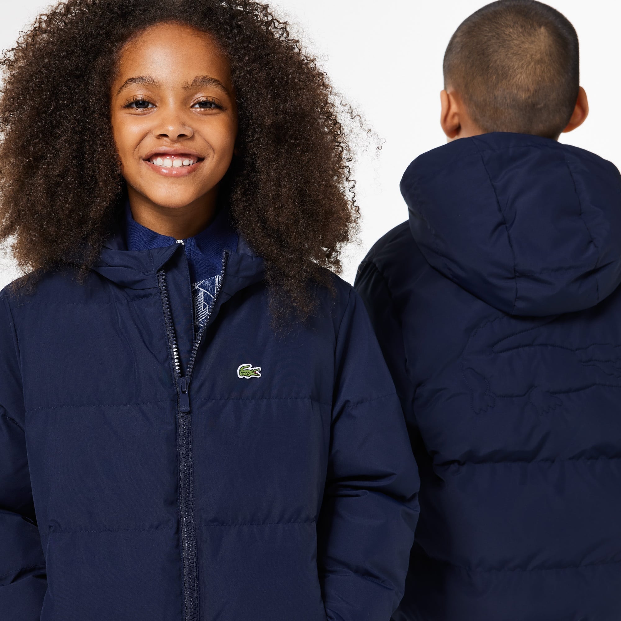 Çocuk Kapüşonlu Lacivert Şişme Mont