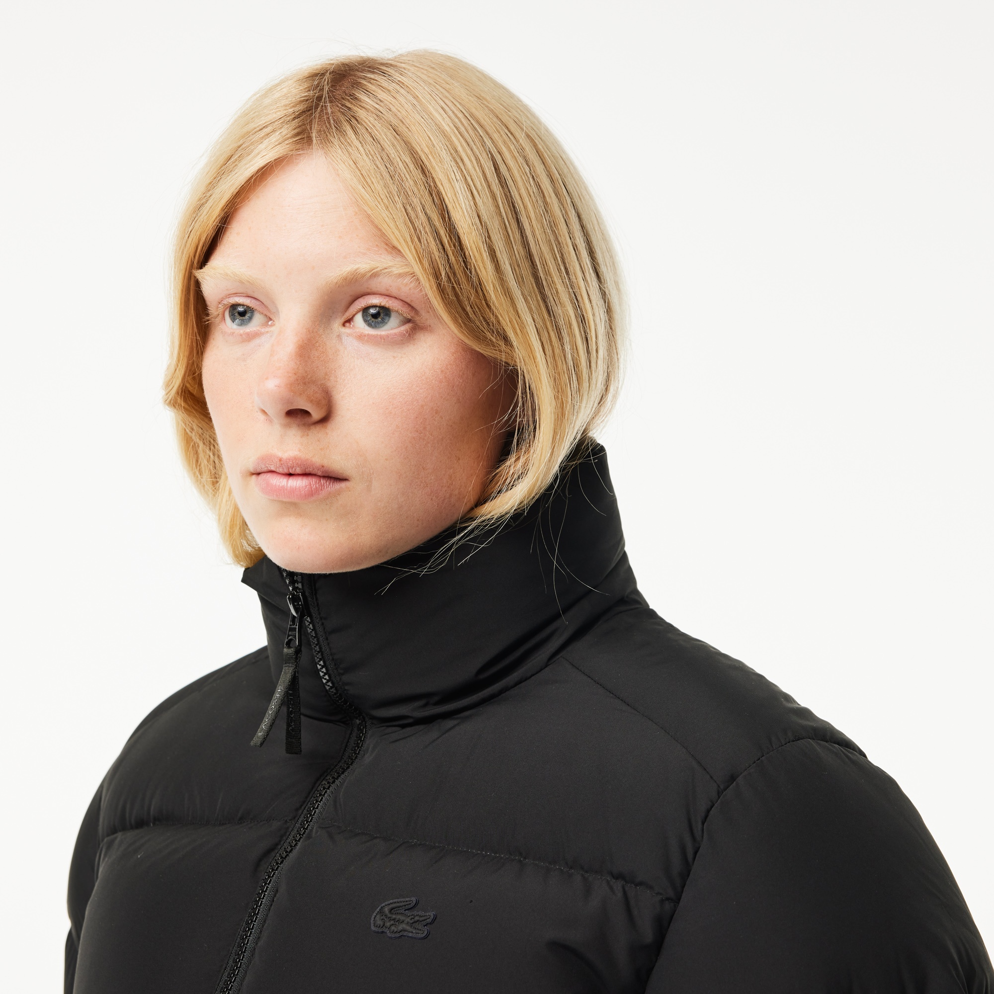 Lacoste Kadın Kapüşonlu Kapitone Siyah Mont