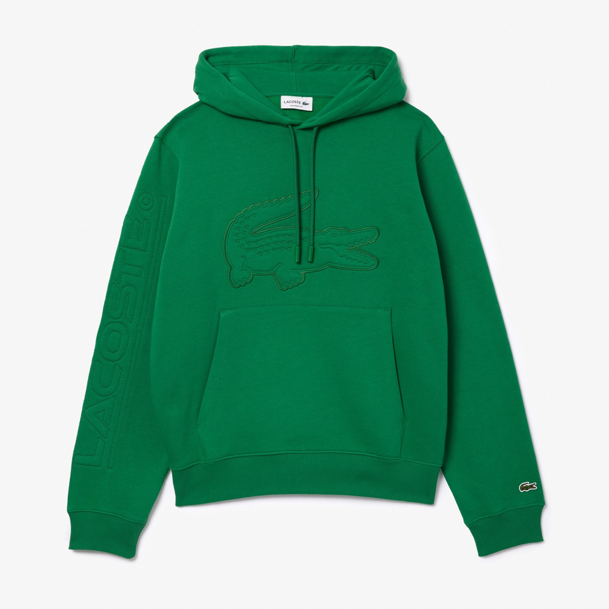 Lacoste Erkek Relaxed Fit Kapüşonlu Baskılı Yeşil Sweatshirt