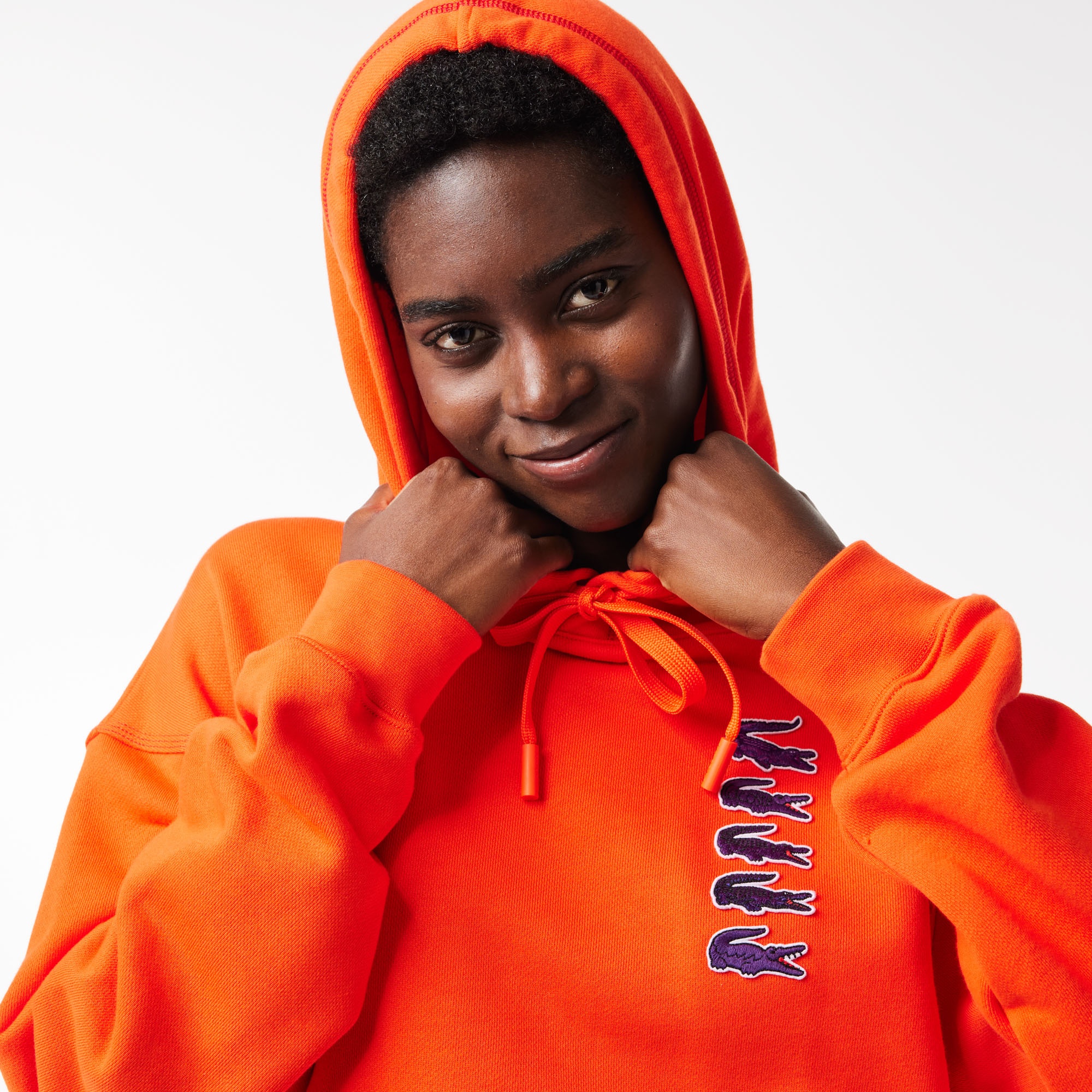 Lacoste Kadın Relaxed Fit Kapüşonlu Turuncu Sweatshirt