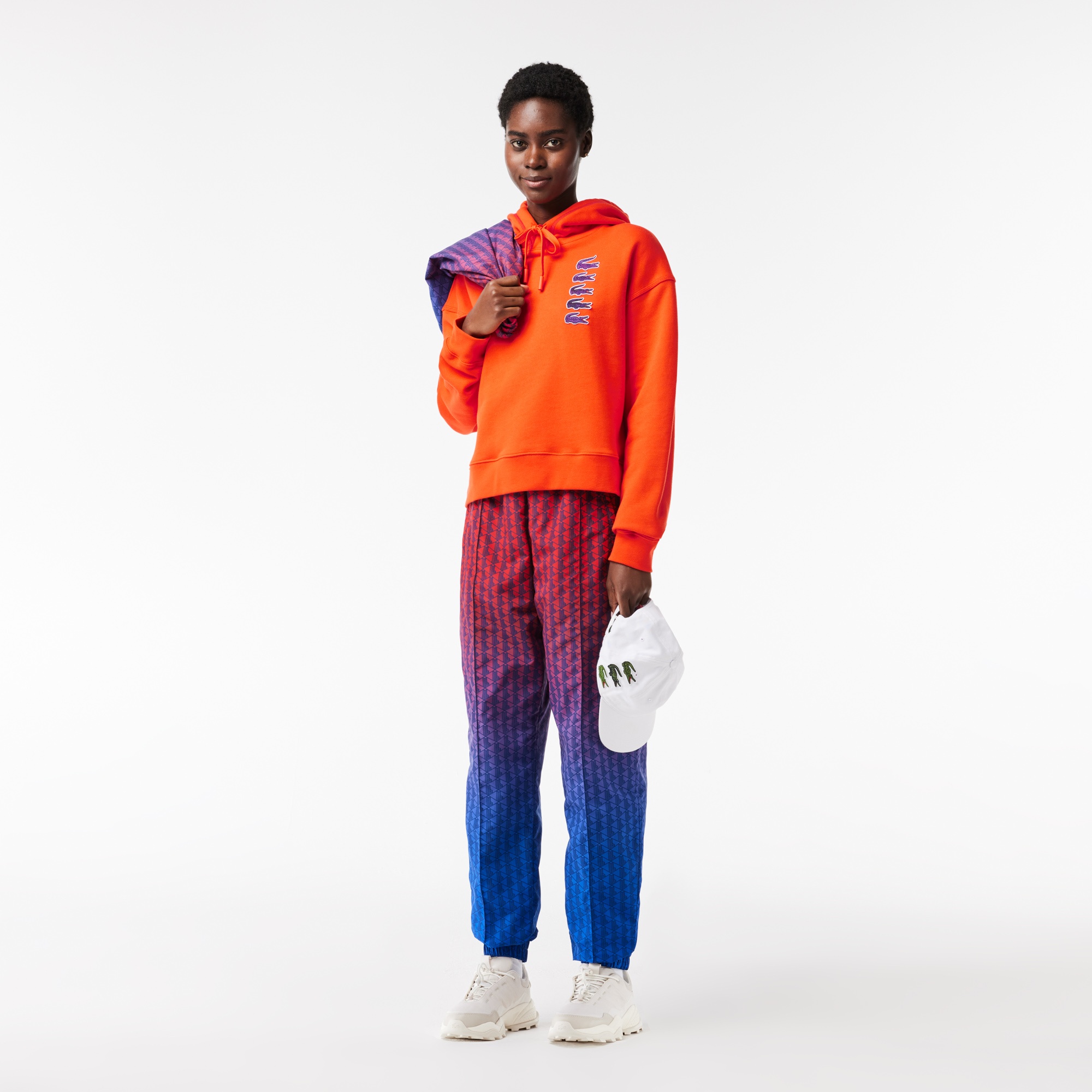 Lacoste Kadın Relaxed Fit Kapüşonlu Turuncu Sweatshirt