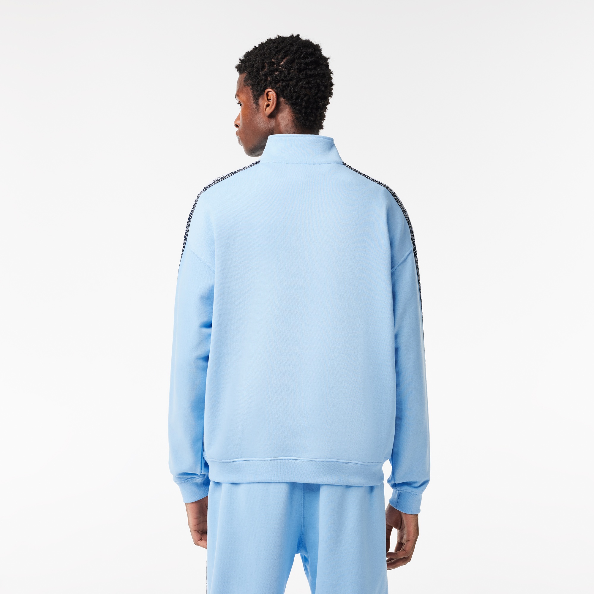 Lacoste Erkek Loose Fit Yarım Fermuarlı Baskılı Açık Mavi Sweatshirt