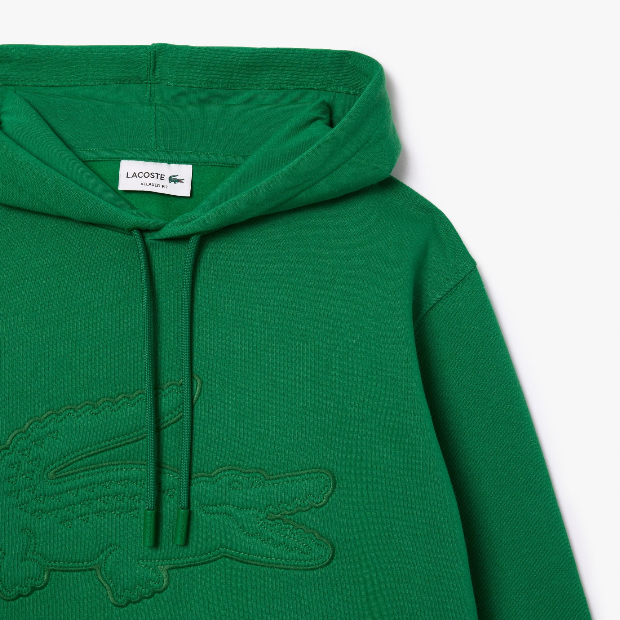 Lacoste Erkek Relaxed Fit Kapüşonlu Baskılı Yeşil Sweatshirt