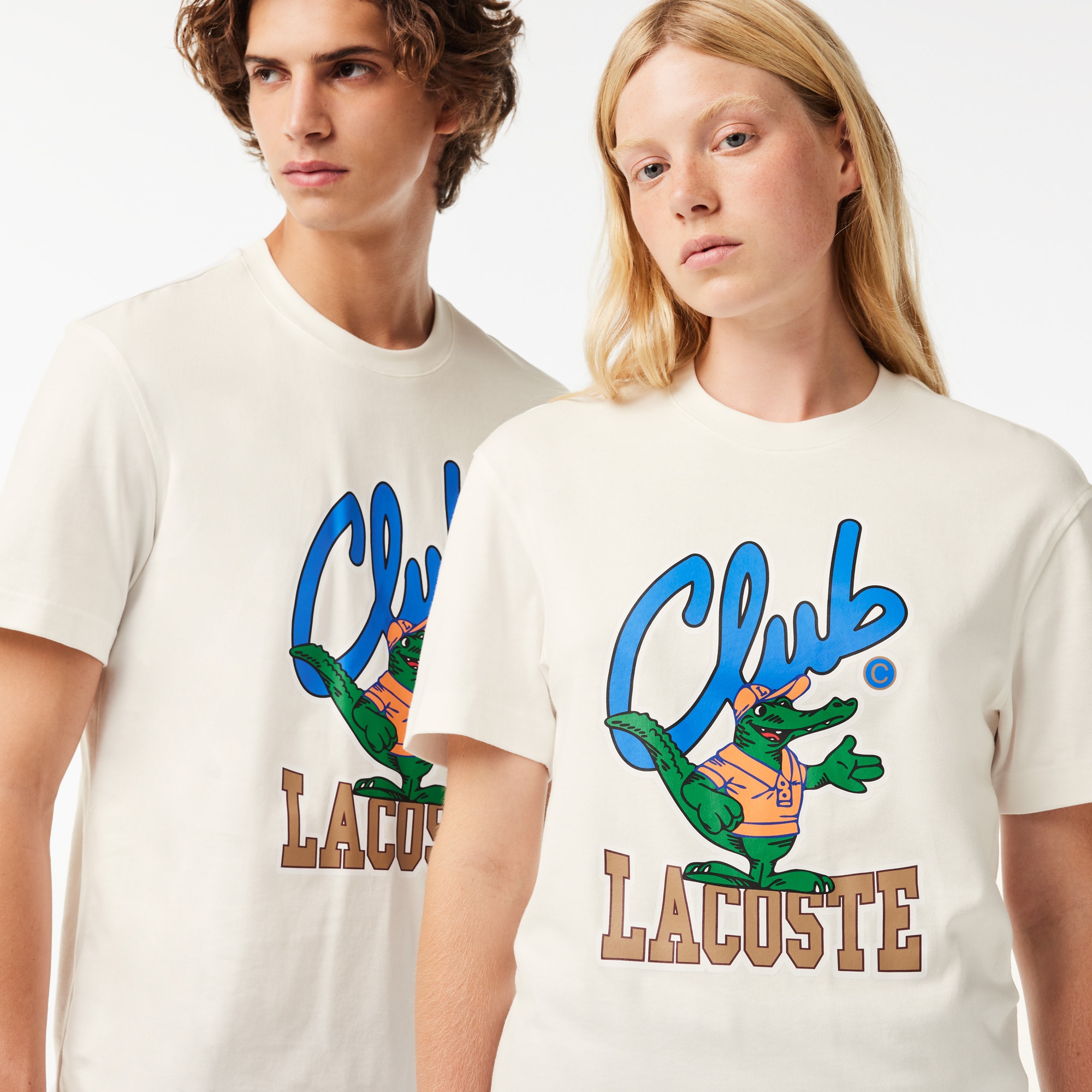 Lacoste Unisex Relaxed Fit Bisiklet Yaka Baskılı Beyaz T-Shirt