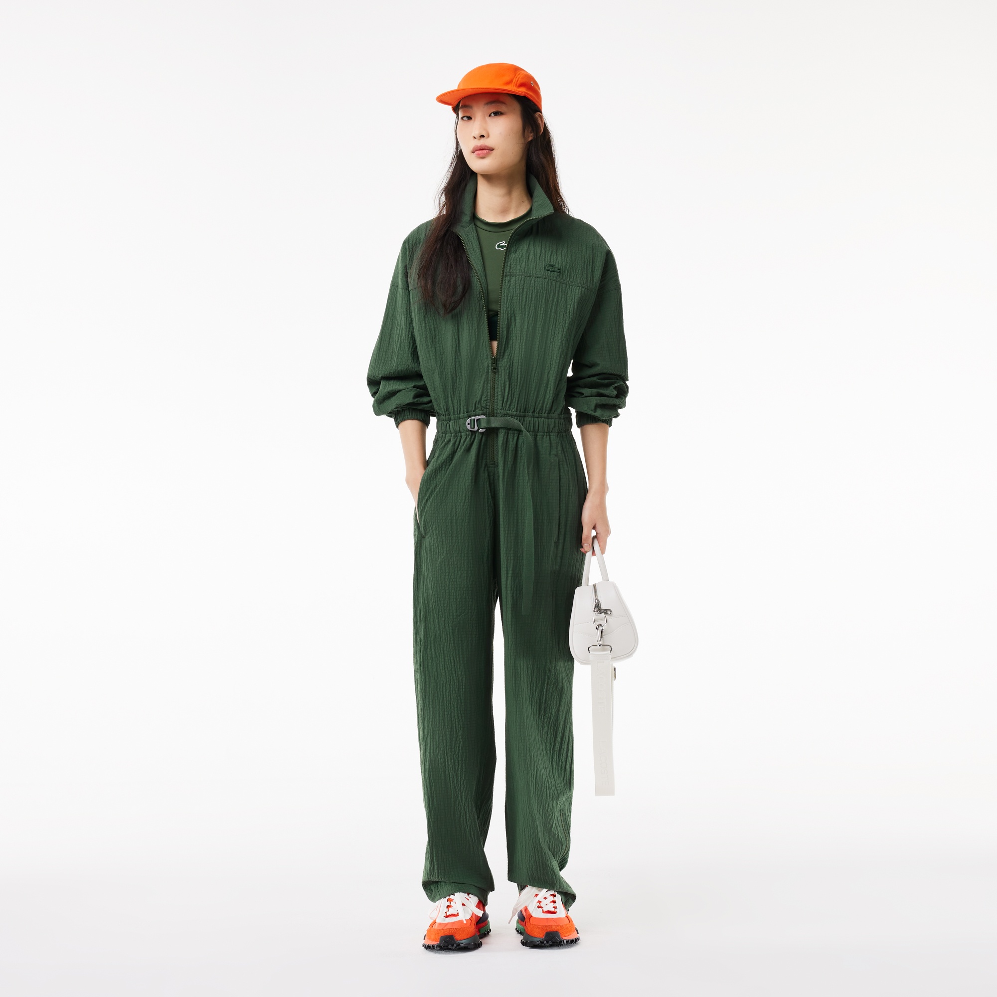 Lacoste Kadın Regular Fit Uzun Kollu Fermuarlı Yeşil Elbise