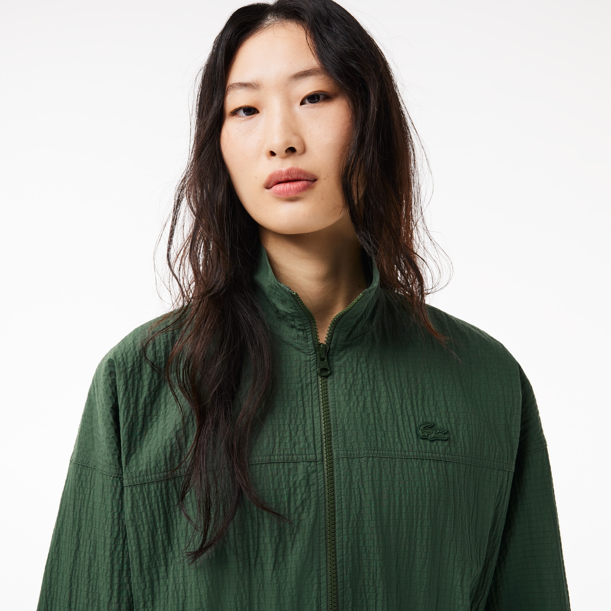 Lacoste Kadın Regular Fit Uzun Kollu Fermuarlı Yeşil Elbise