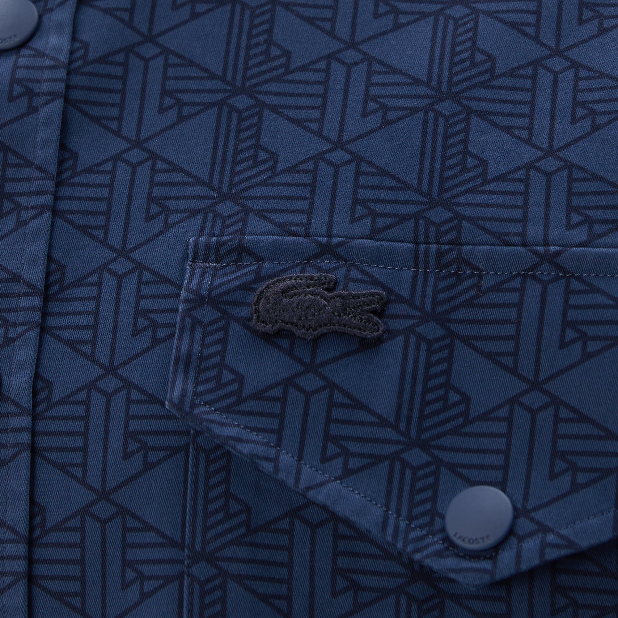 Lacoste Erkek Relaxed Fit Desenli Lacivert Gömlek