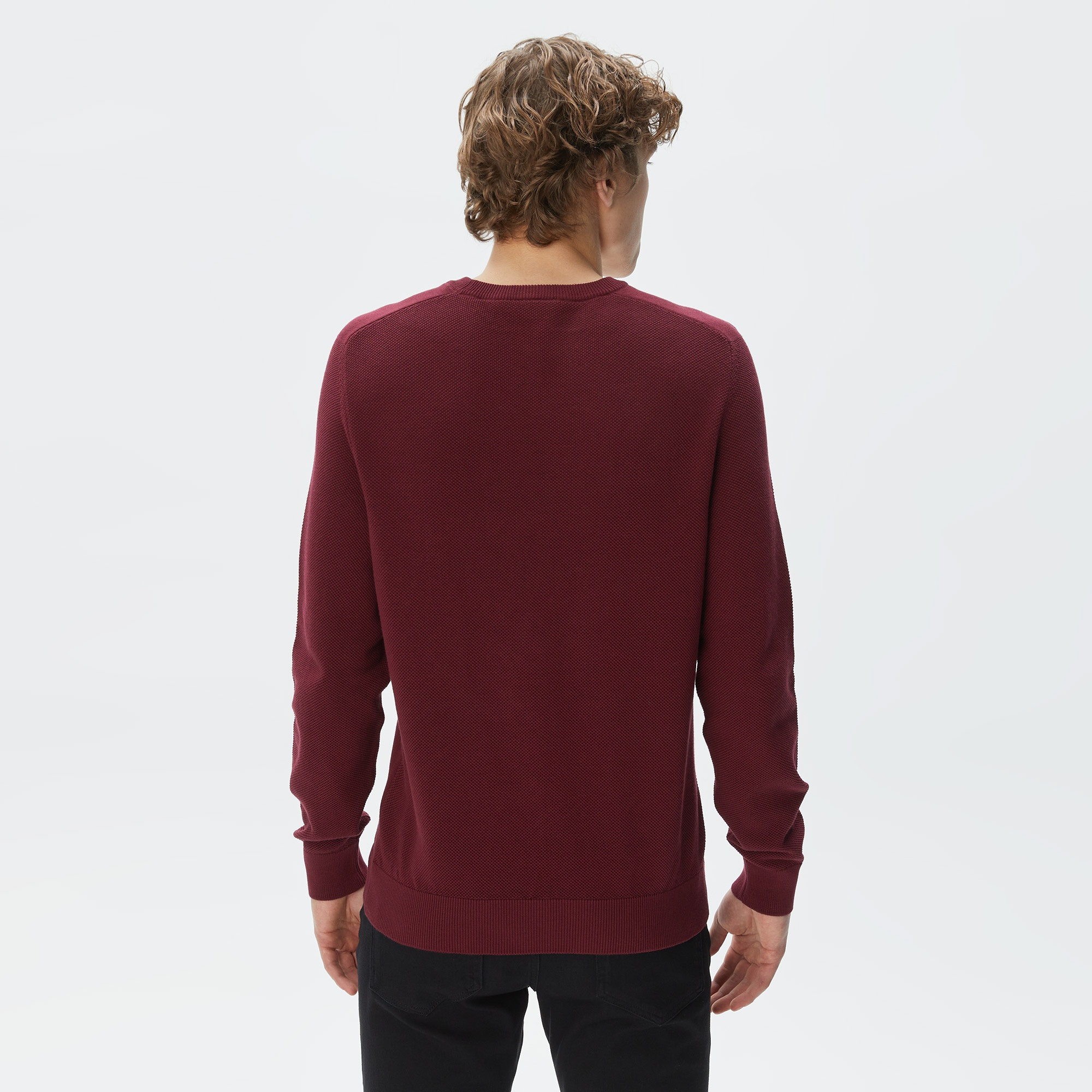 Lacoste Erkek Regular Fit Bisiklet Yaka Bordo Triko