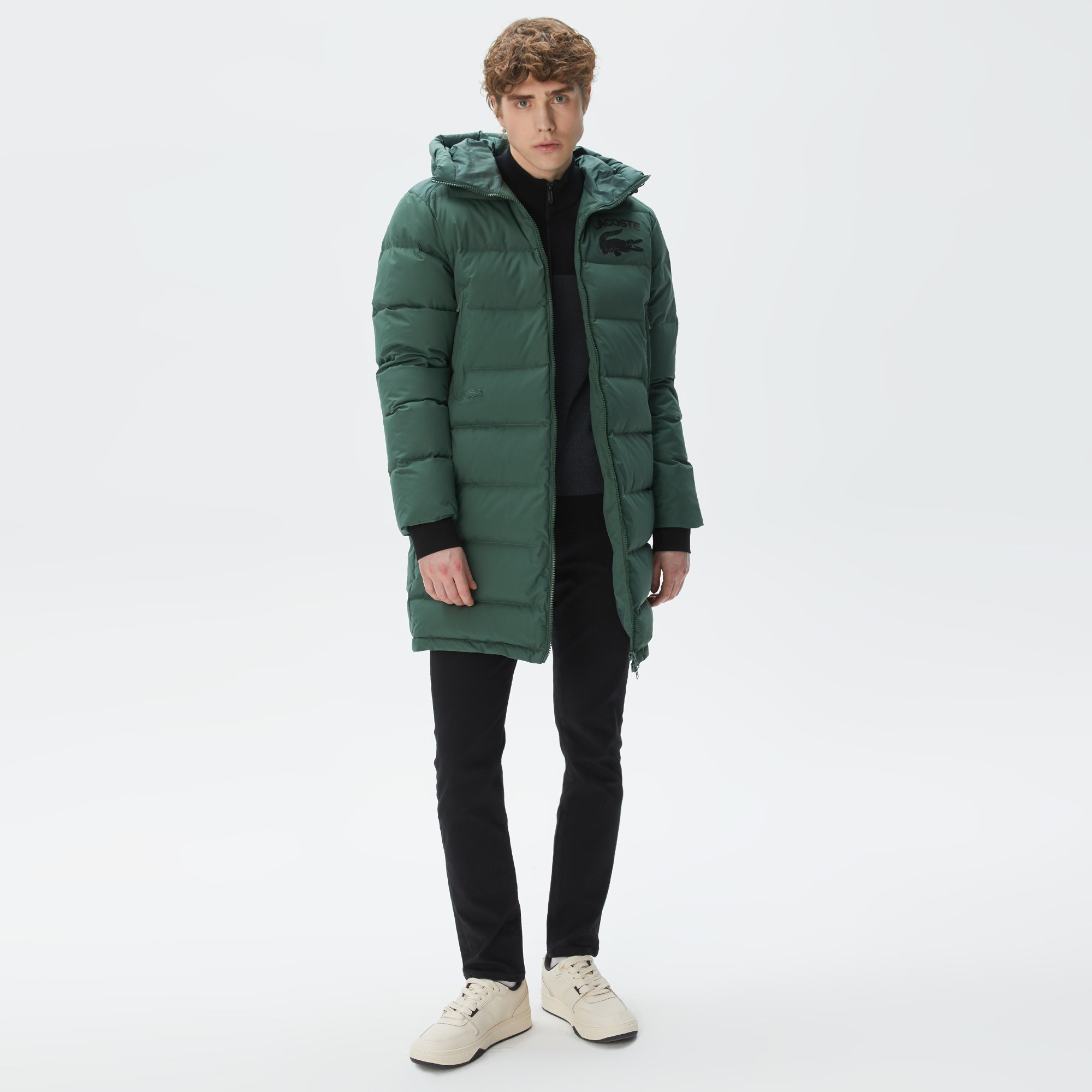 Lacoste Erkek Kapüşonlu Kapitone Haki Mont