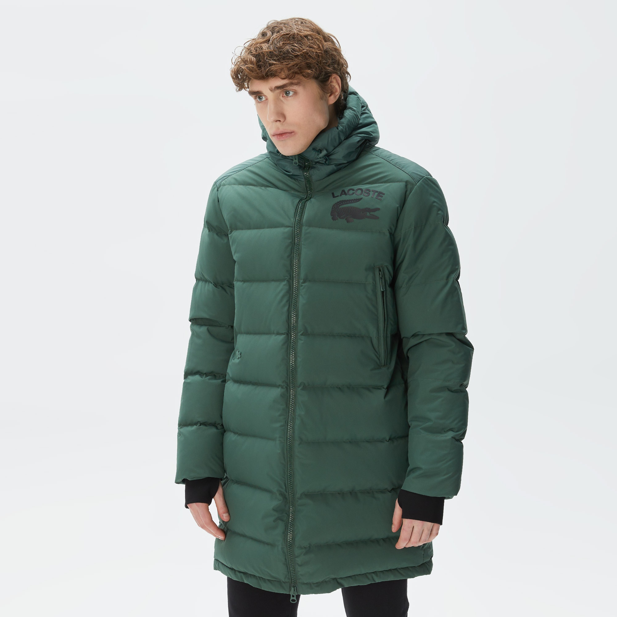 Lacoste Erkek Kapüşonlu Kapitone Haki Mont