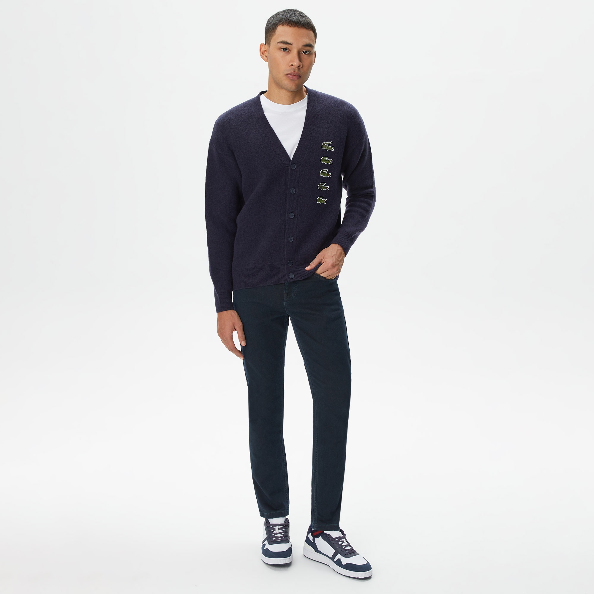 Lacoste Unisex Lacivert Yün Hırka