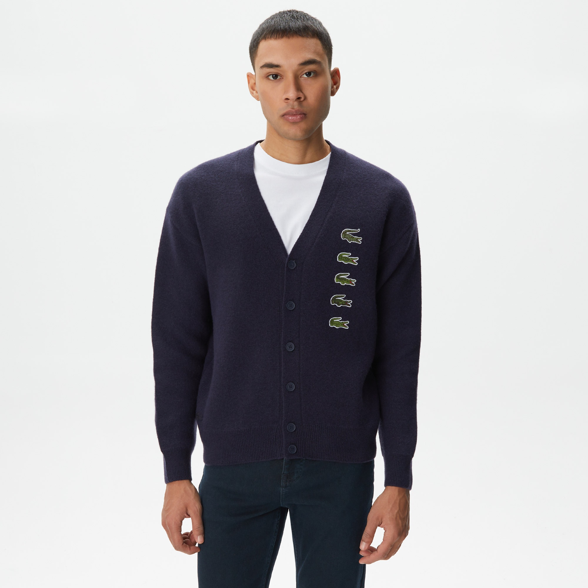 Lacoste Unisex Lacivert Yün Hırka