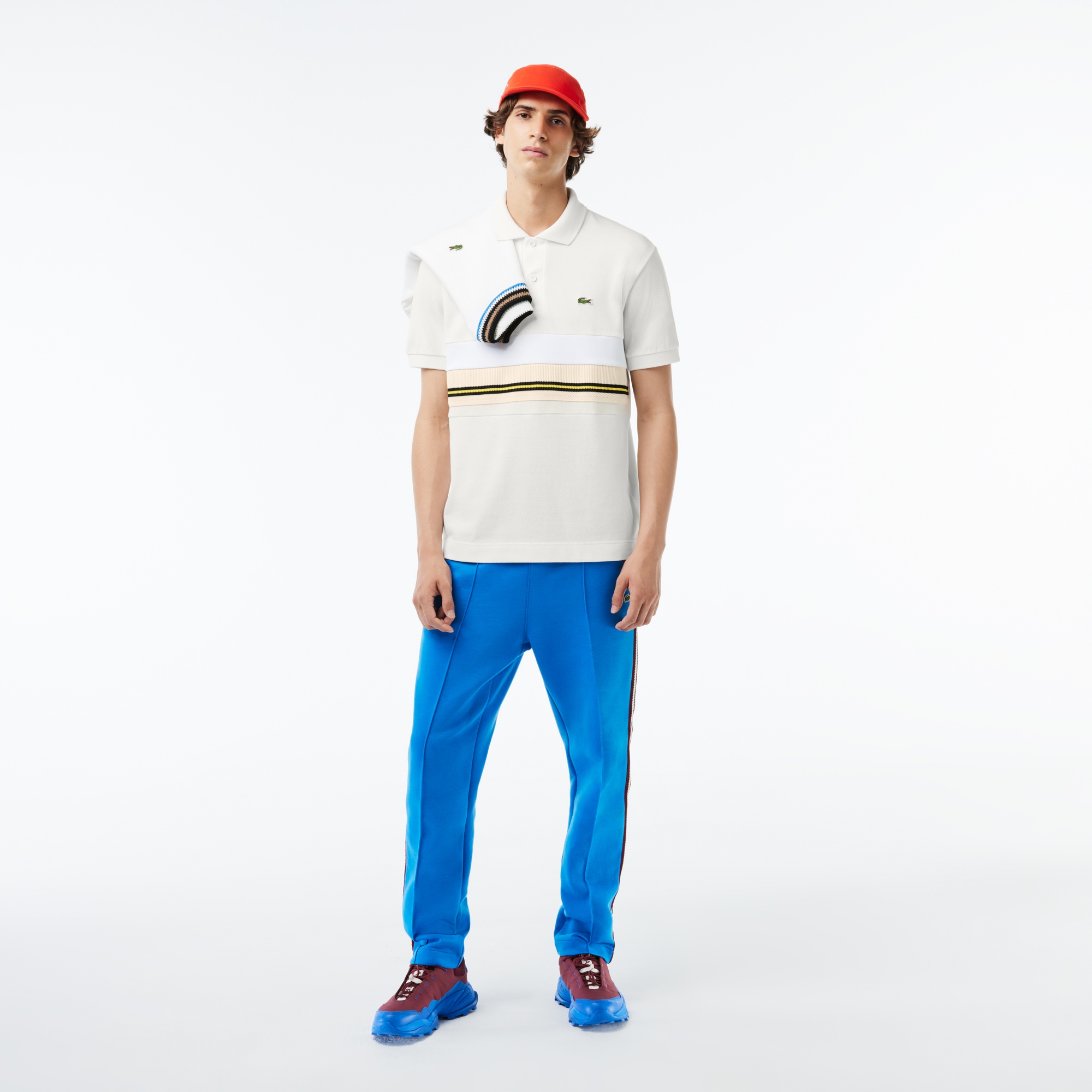 Lacoste Erkek Classic Fit Renk Bloklu Bej Polo