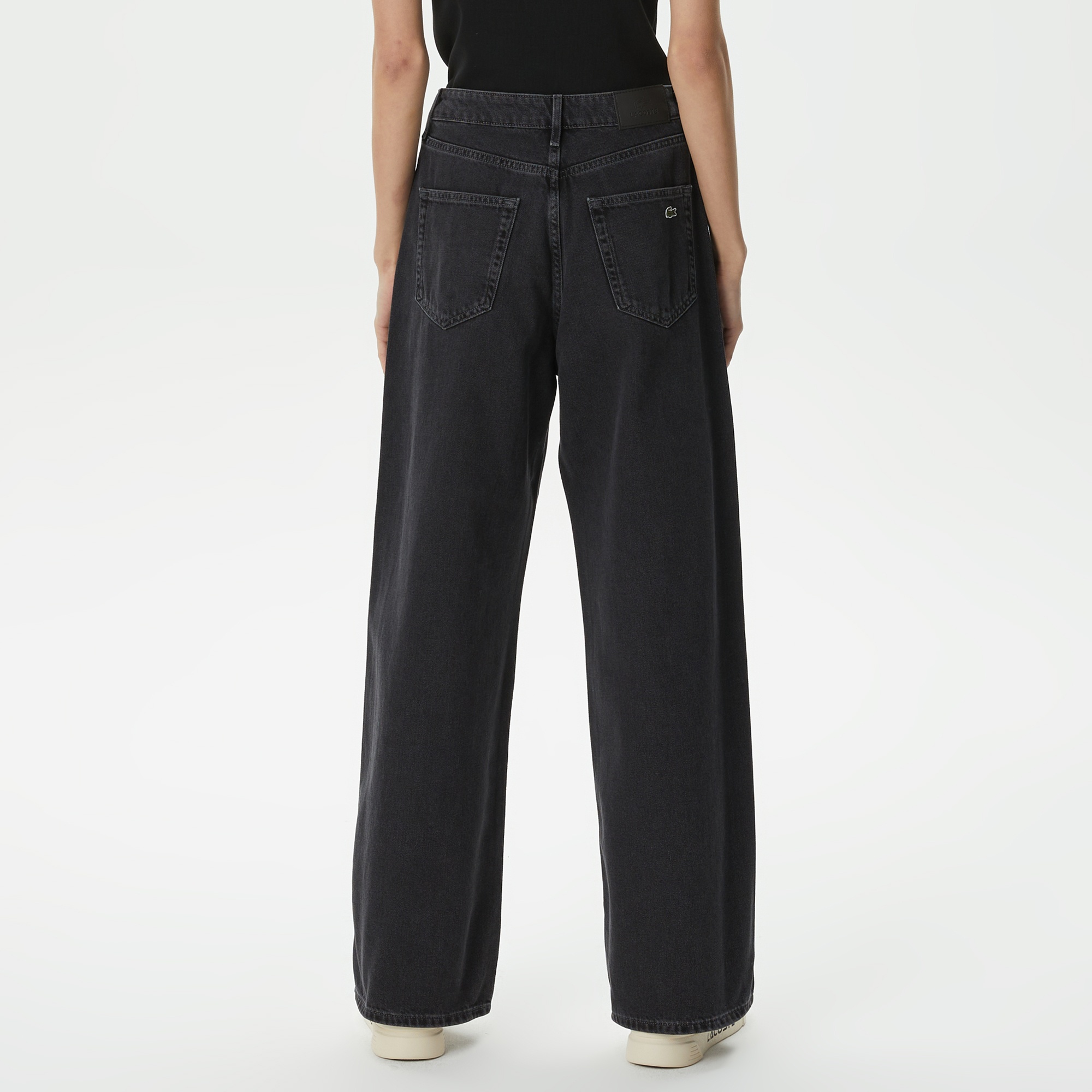 Lacoste Kadın Loose Fit Siyah Jean Pantolon