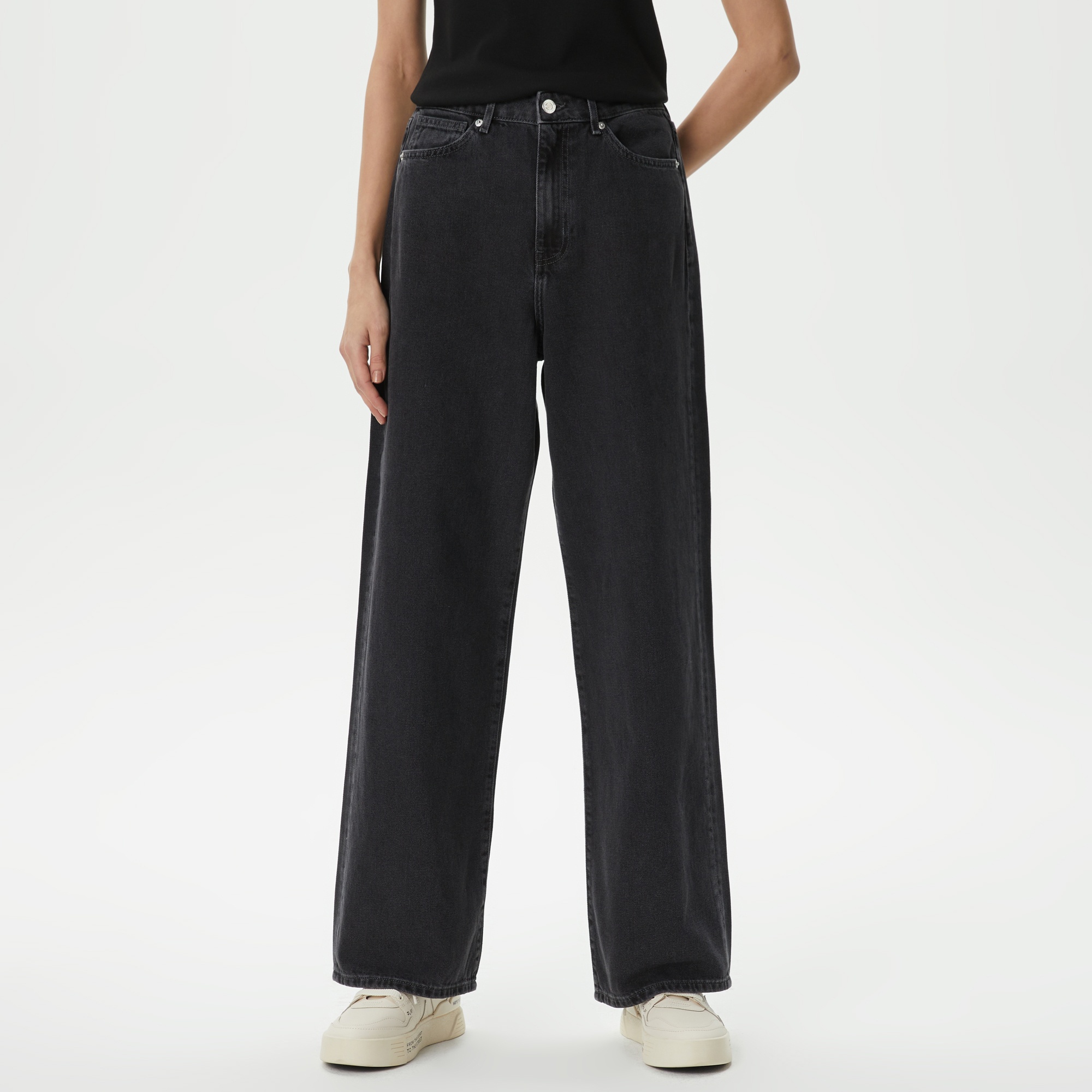 Lacoste Kadın Loose Fit Siyah Jean Pantolon