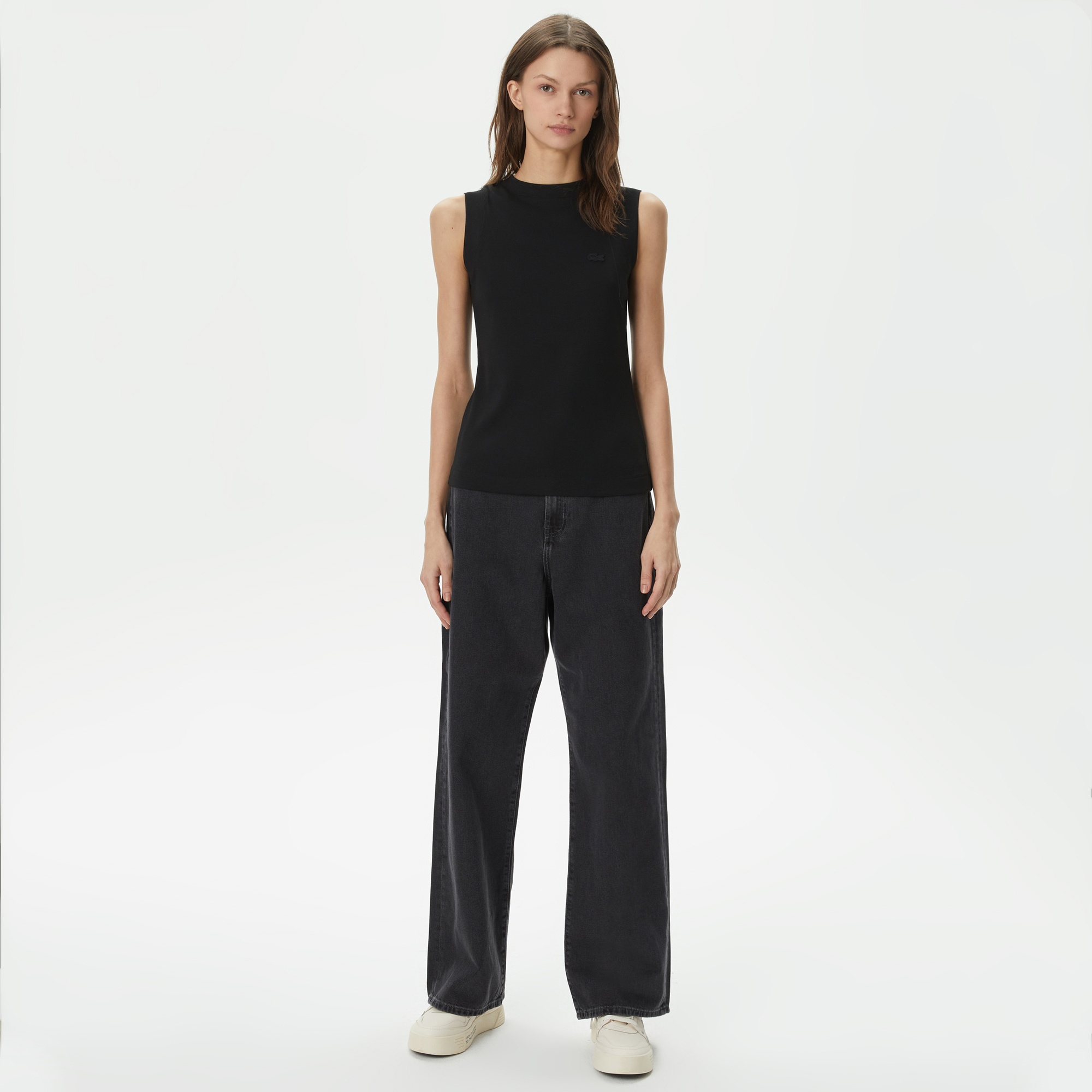 Lacoste Kadın Loose Fit Siyah Jean Pantolon