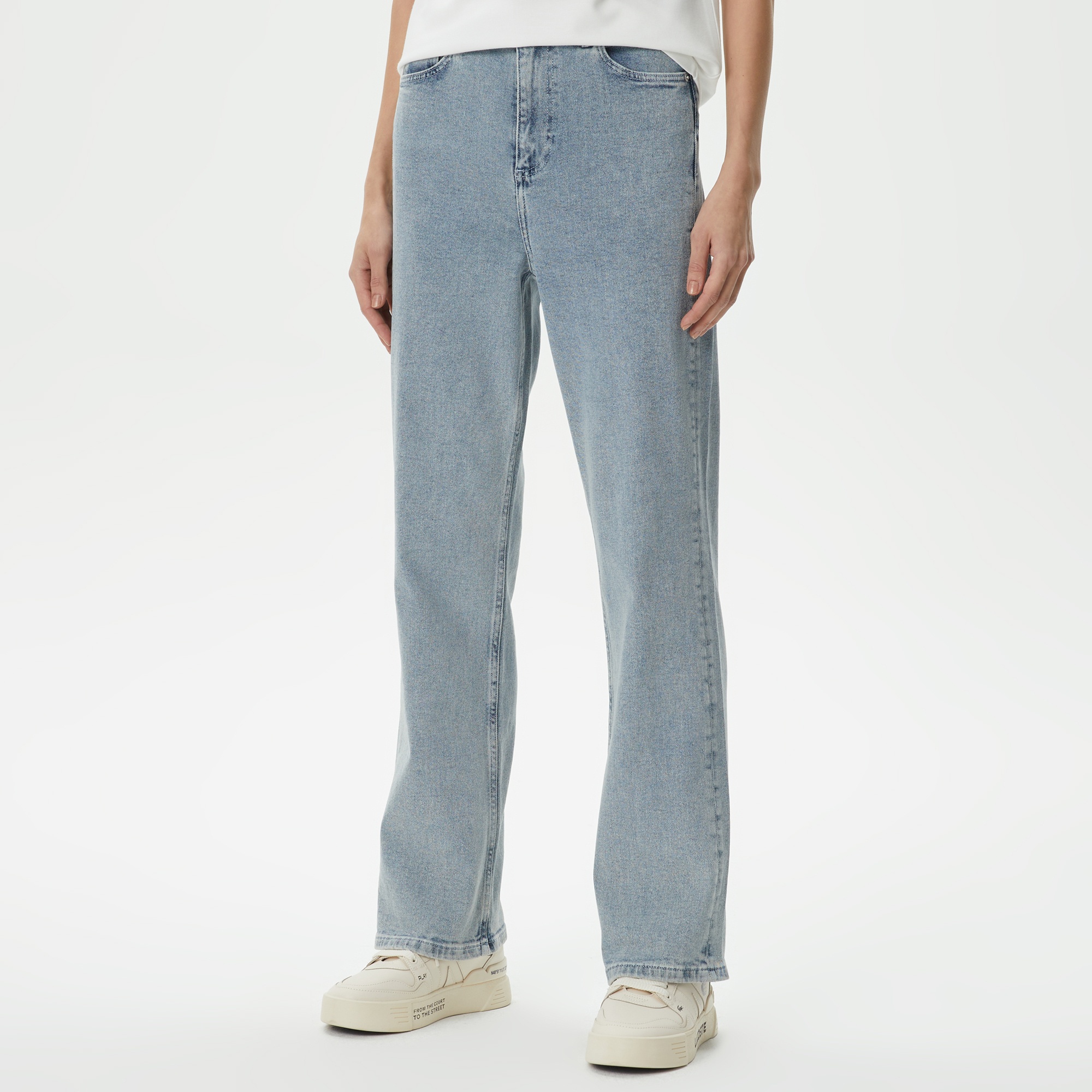 Lacoste Kadın Straight Fit Mavi Jean Pantolon