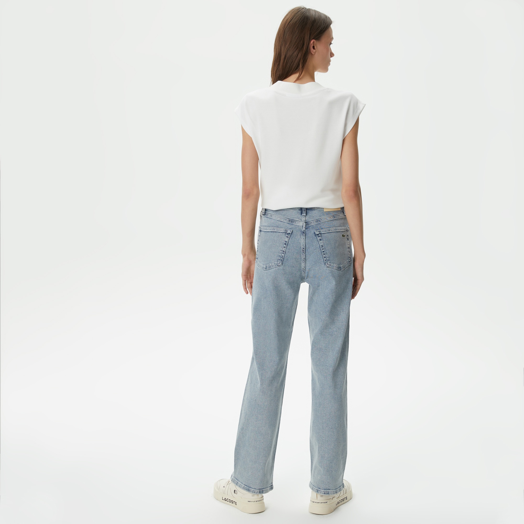 Lacoste Kadın Straight Fit Mavi Jean Pantolon