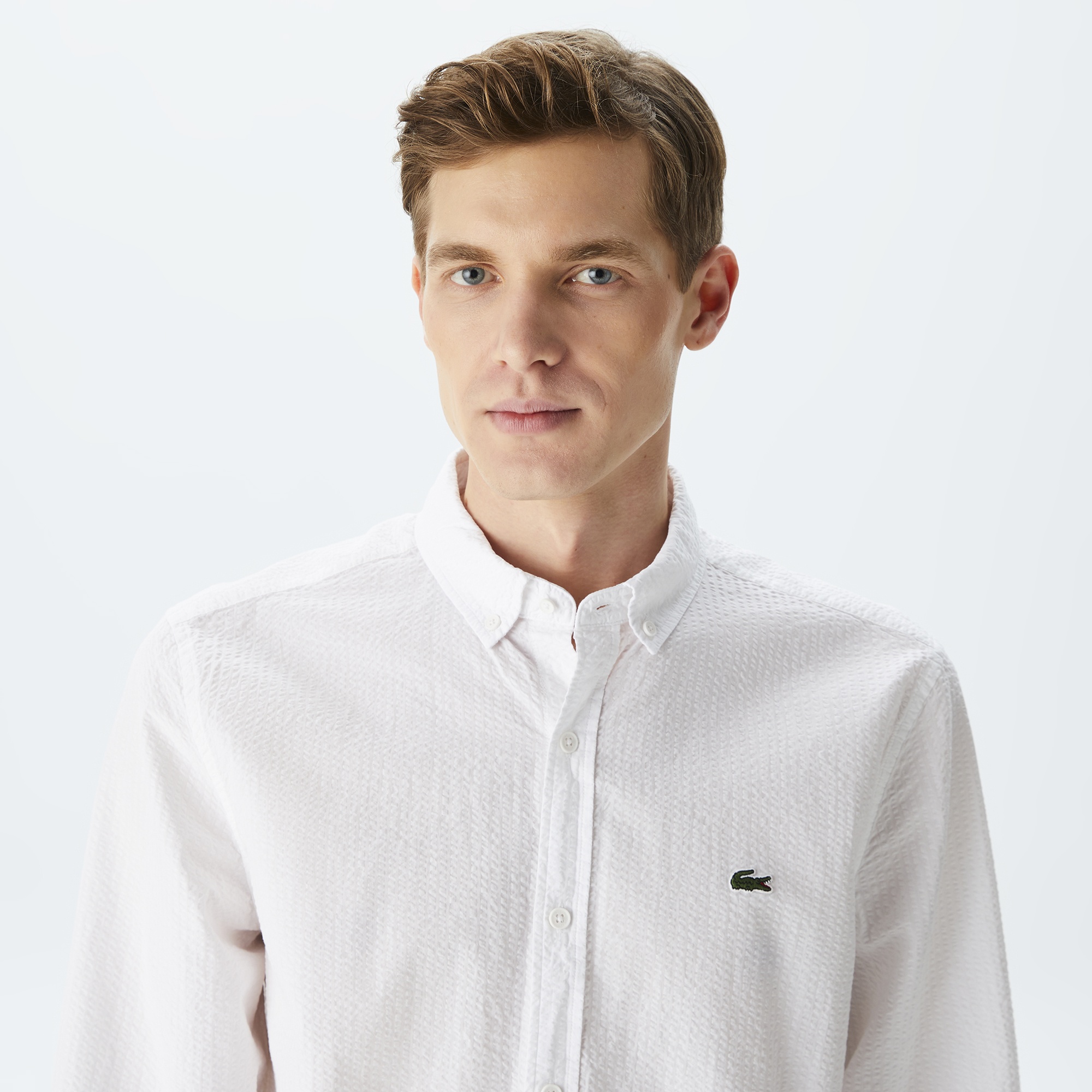 Lacoste Erkek Regular Fit Organik Pamuk Beyaz Gömlek