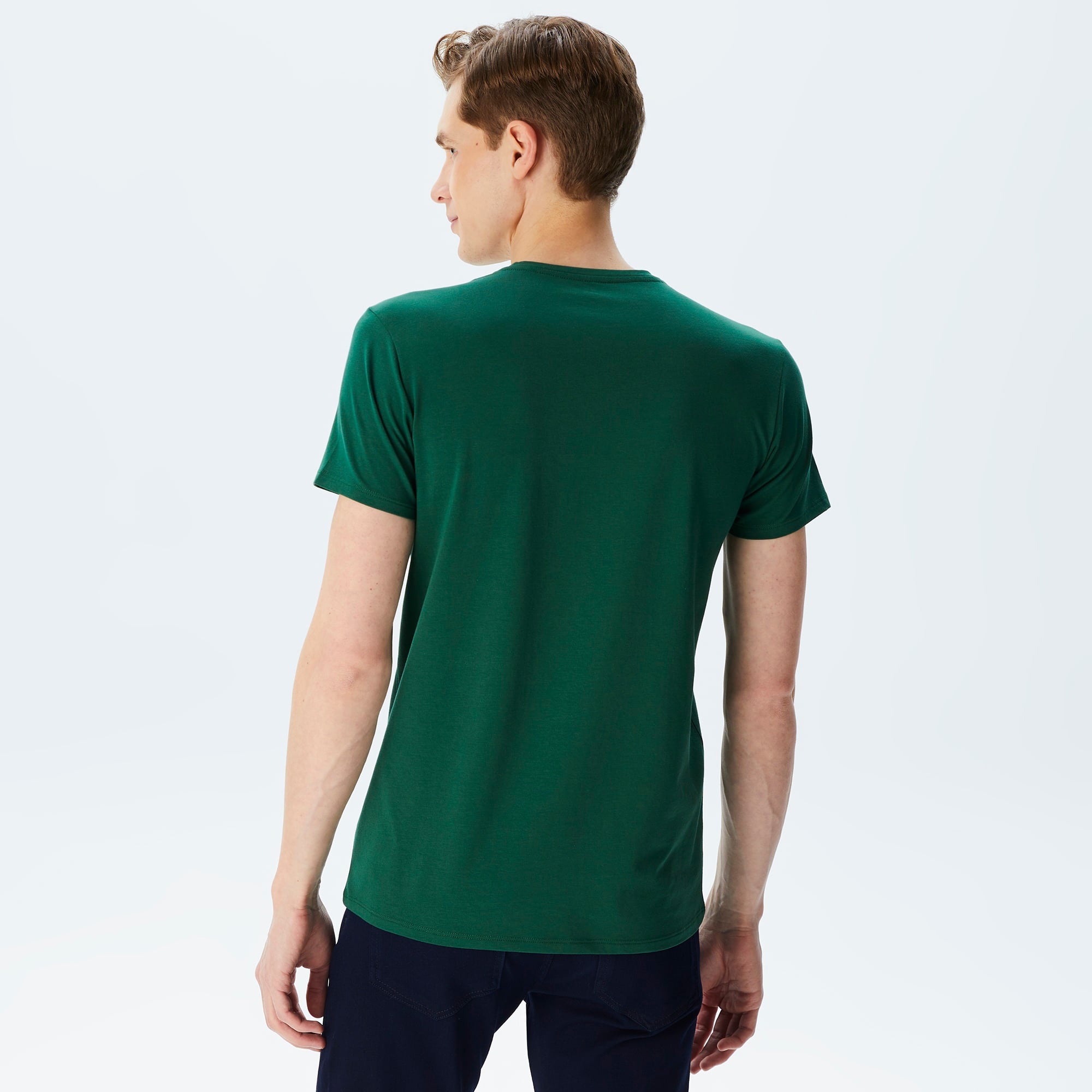 Lacoste Erkek Slim Fit V yaka Yeşil T-Shirt