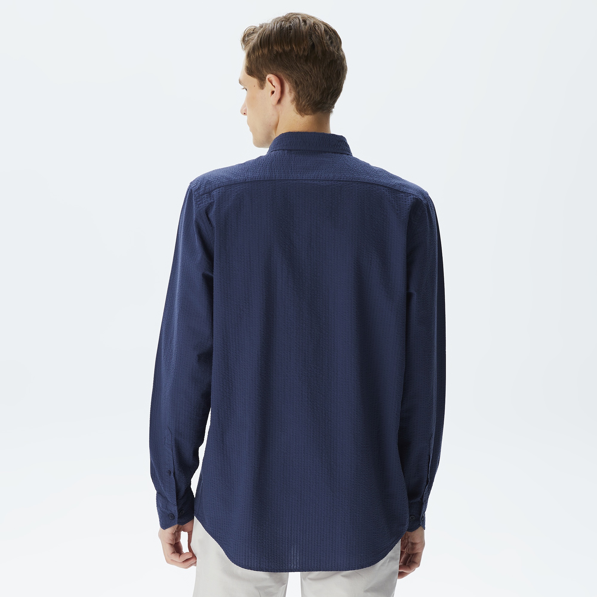 Lacoste Erkek Regular Fit Organik Pamuk Lacivert Gömlek