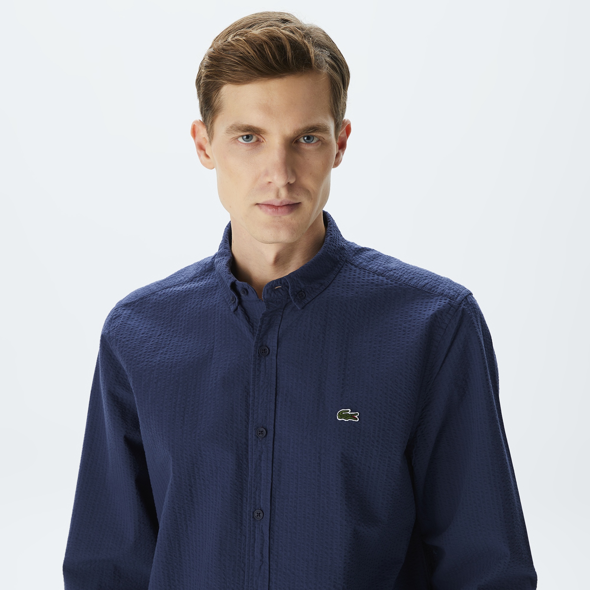 Lacoste Erkek Regular Fit Organik Pamuk Lacivert Gömlek