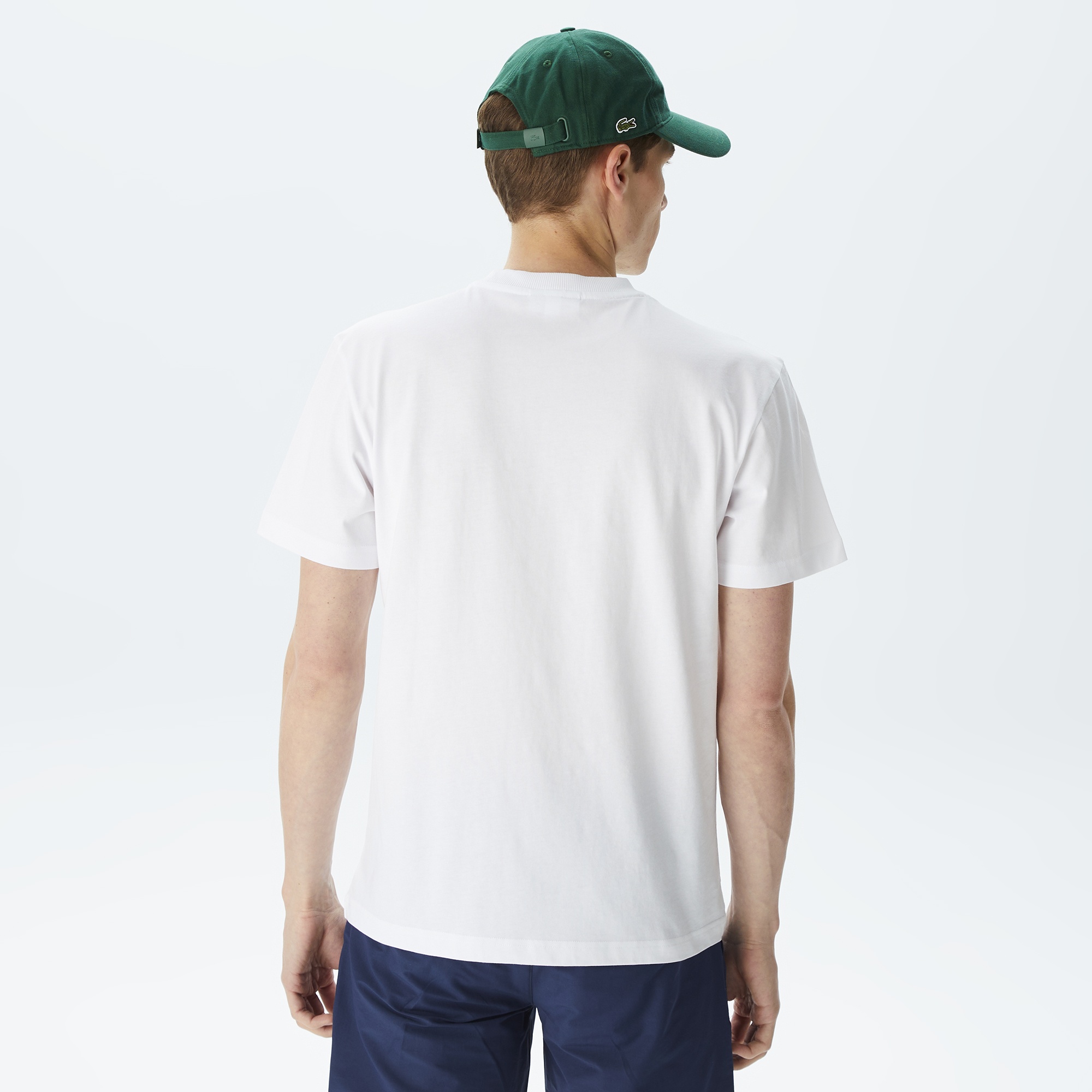 Lacoste Erkek Relaxed Fit Bisiklet Yaka Baskılı Beyaz T-Shirt