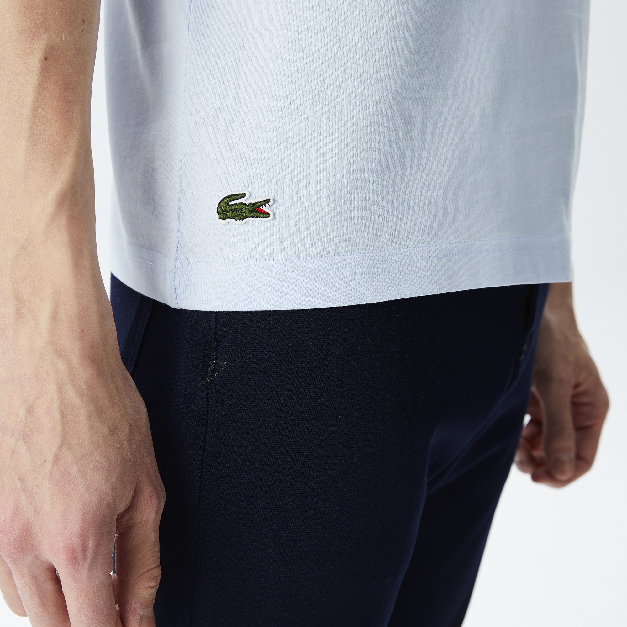 Lacoste Erkek Relaxed Fit Bisiklet Yaka Baskılı Mavi T-Shirt