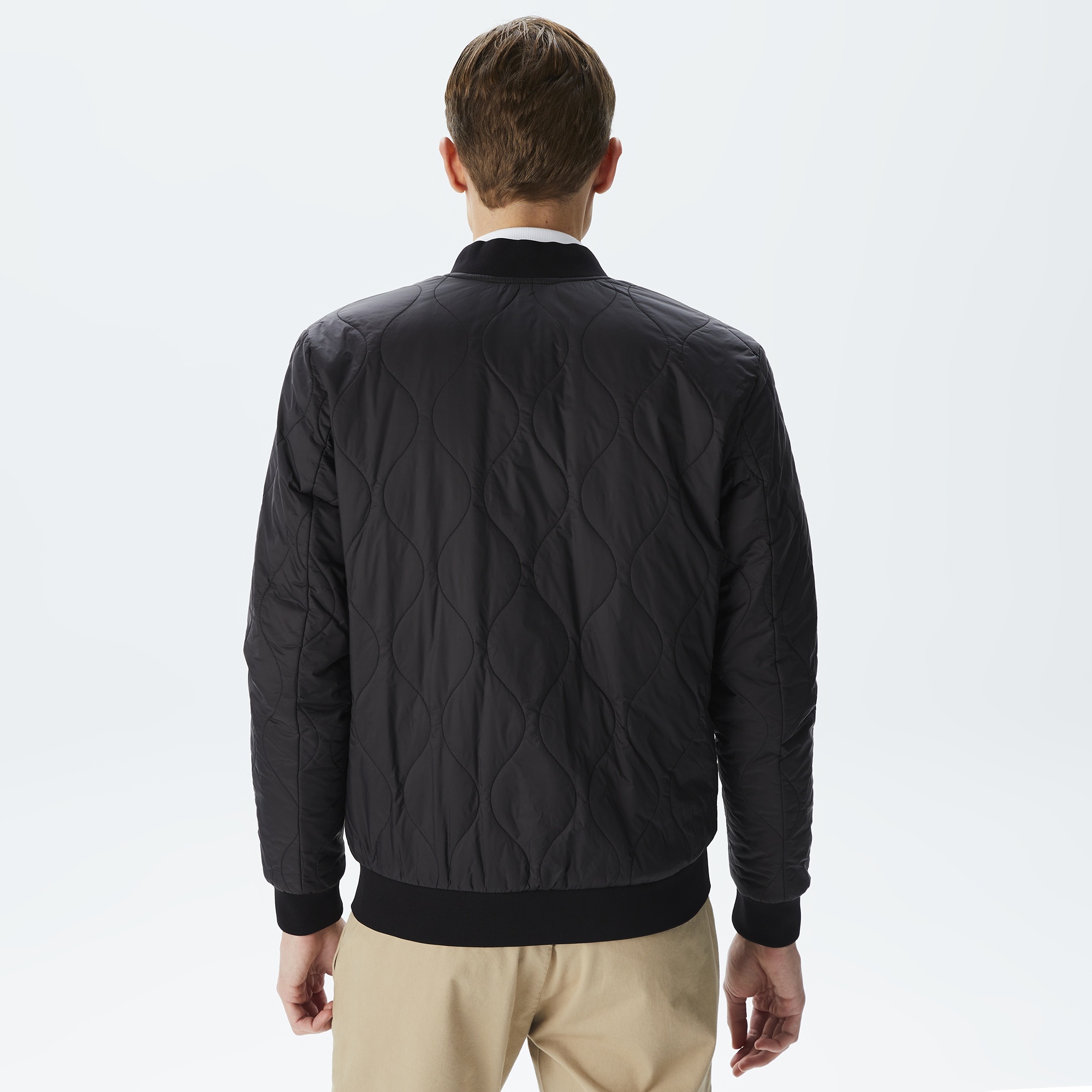 Lacoste Erkek Dik Yaka Kapitone Siyah Mont