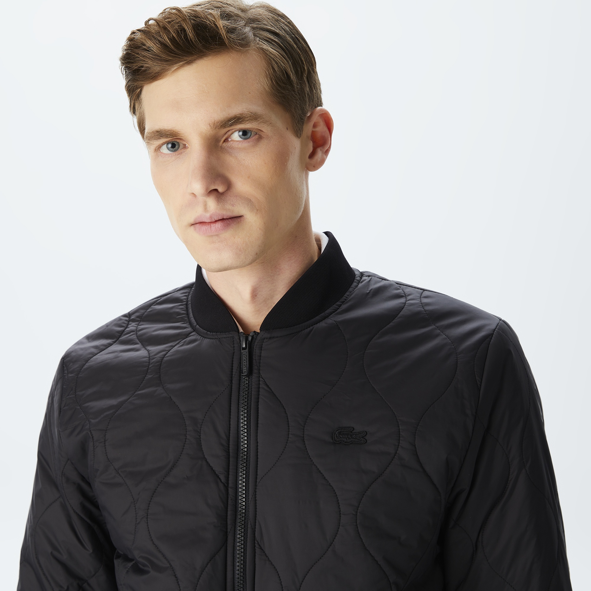 Lacoste Erkek Dik Yaka Kapitone Siyah Mont