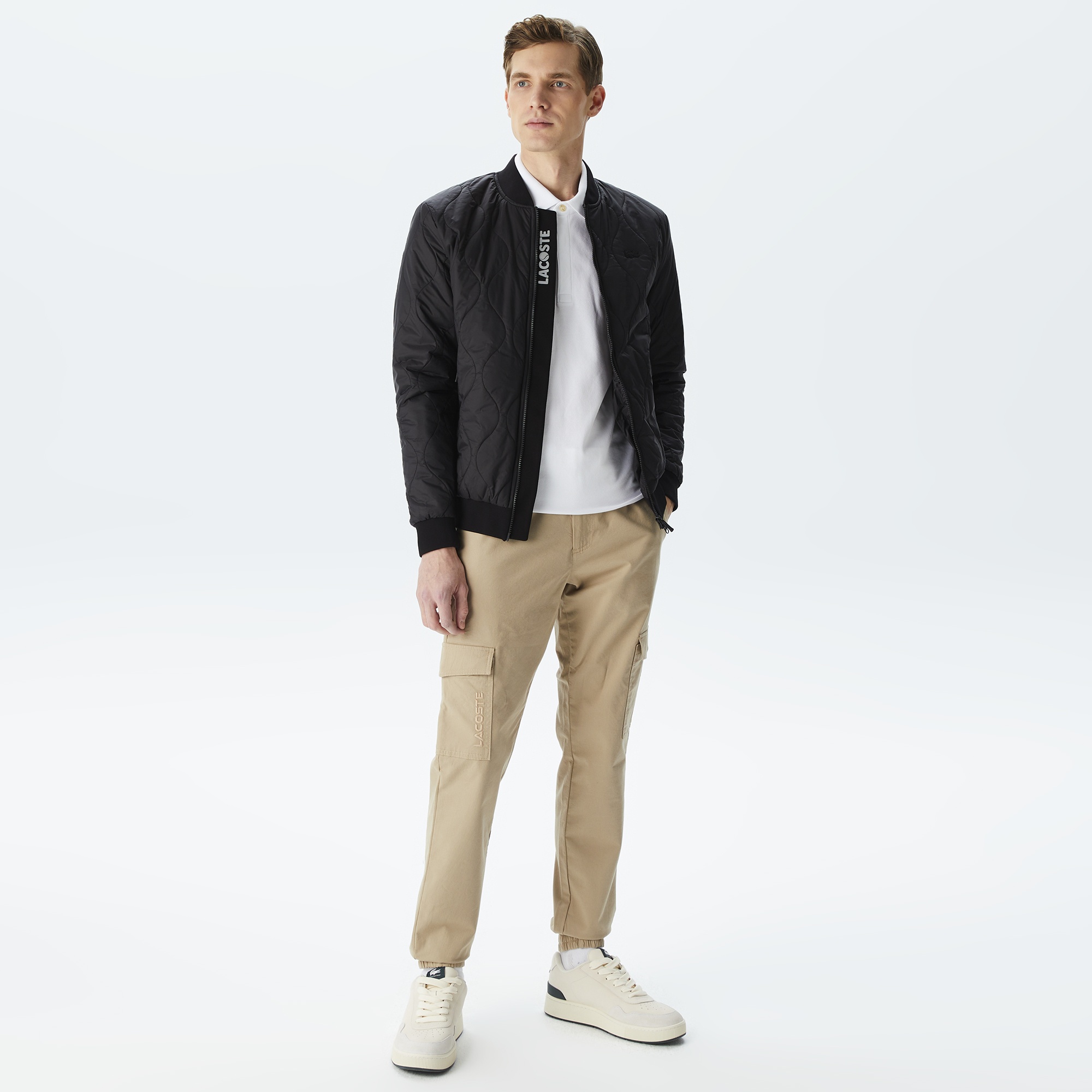 Lacoste Erkek Dik Yaka Kapitone Siyah Mont