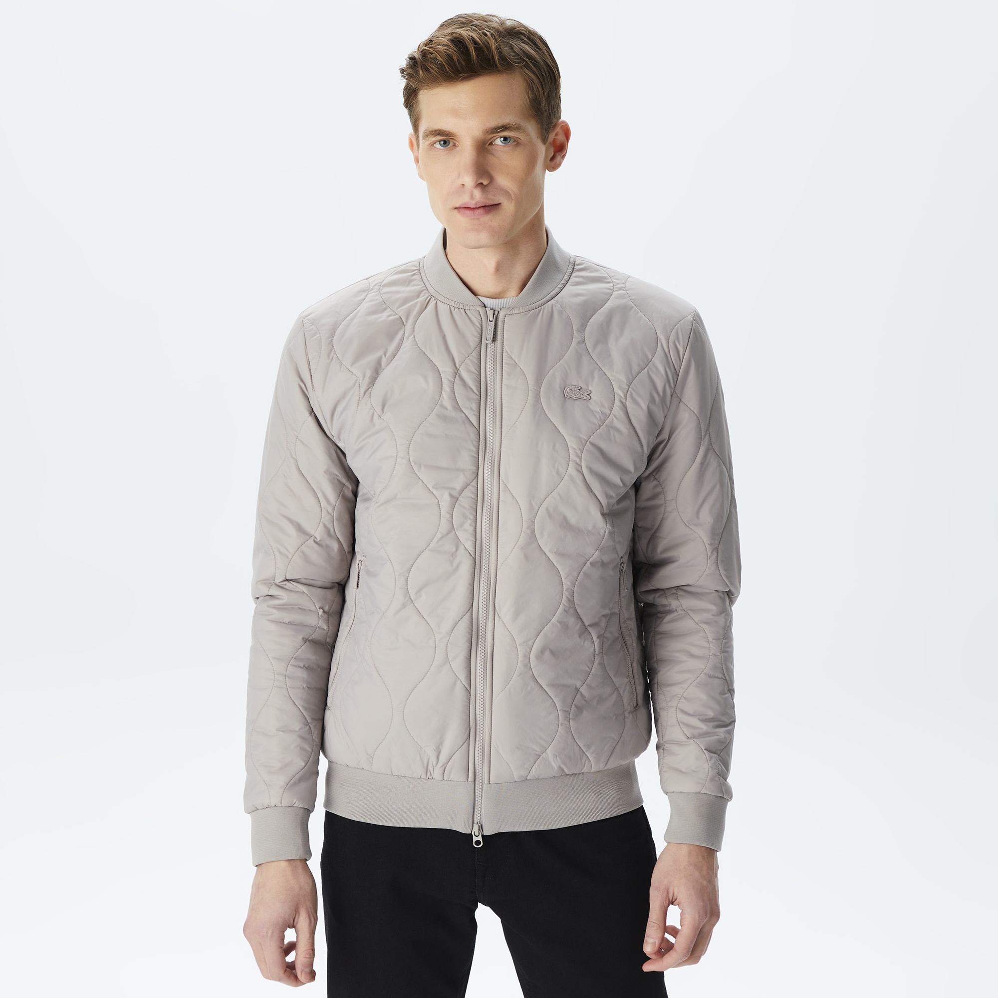 Lacoste Erkek Dik Yaka Kapitone Gri Mont