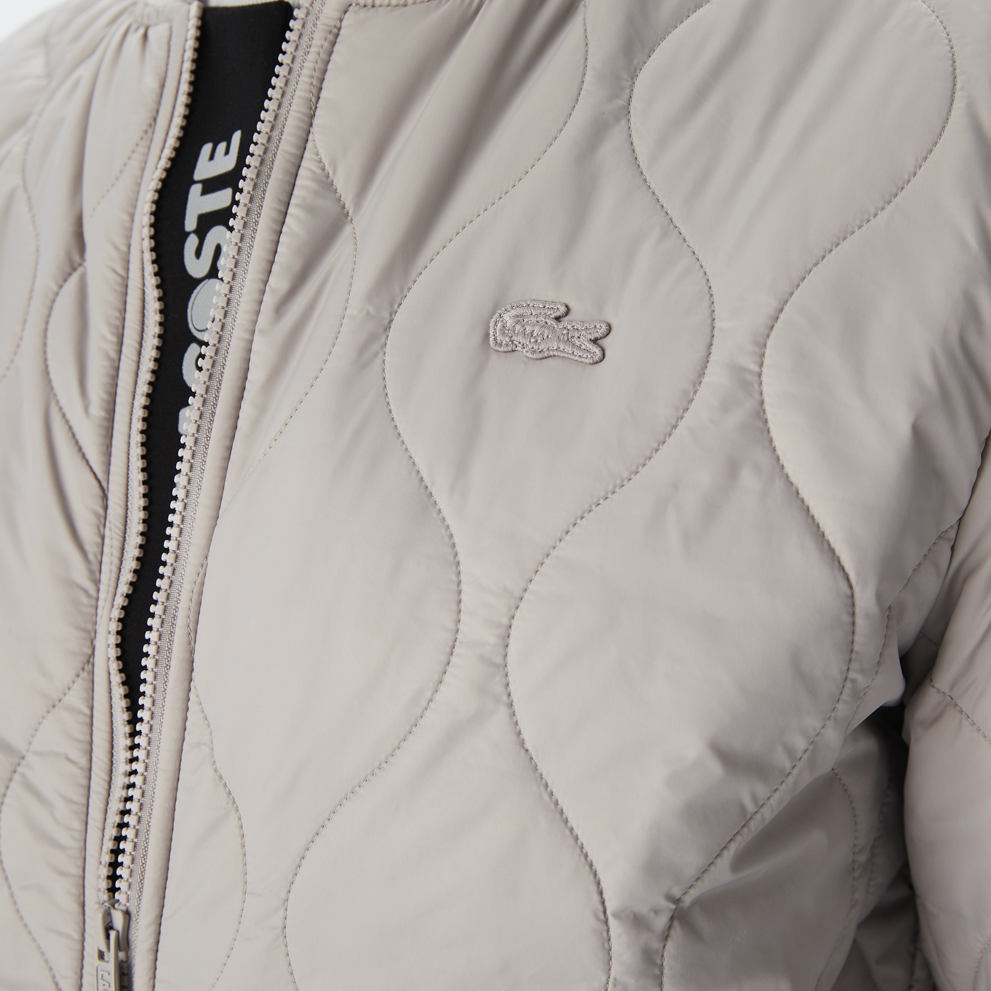 Lacoste Erkek Dik Yaka Kapitone Gri Mont