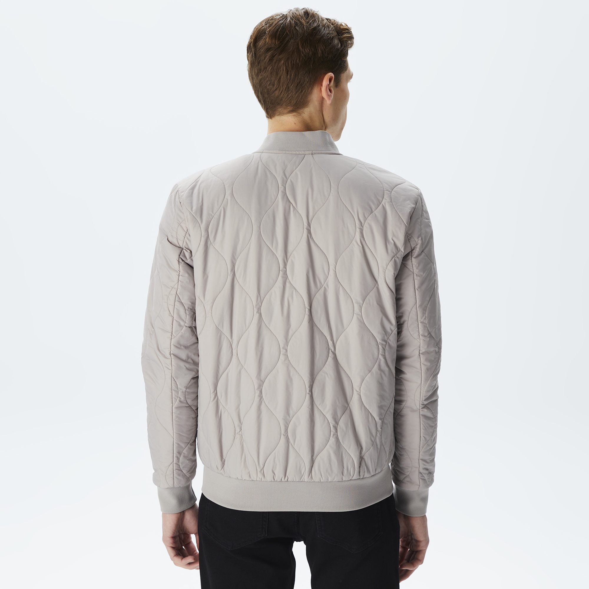 Lacoste Erkek Dik Yaka Kapitone Gri Mont