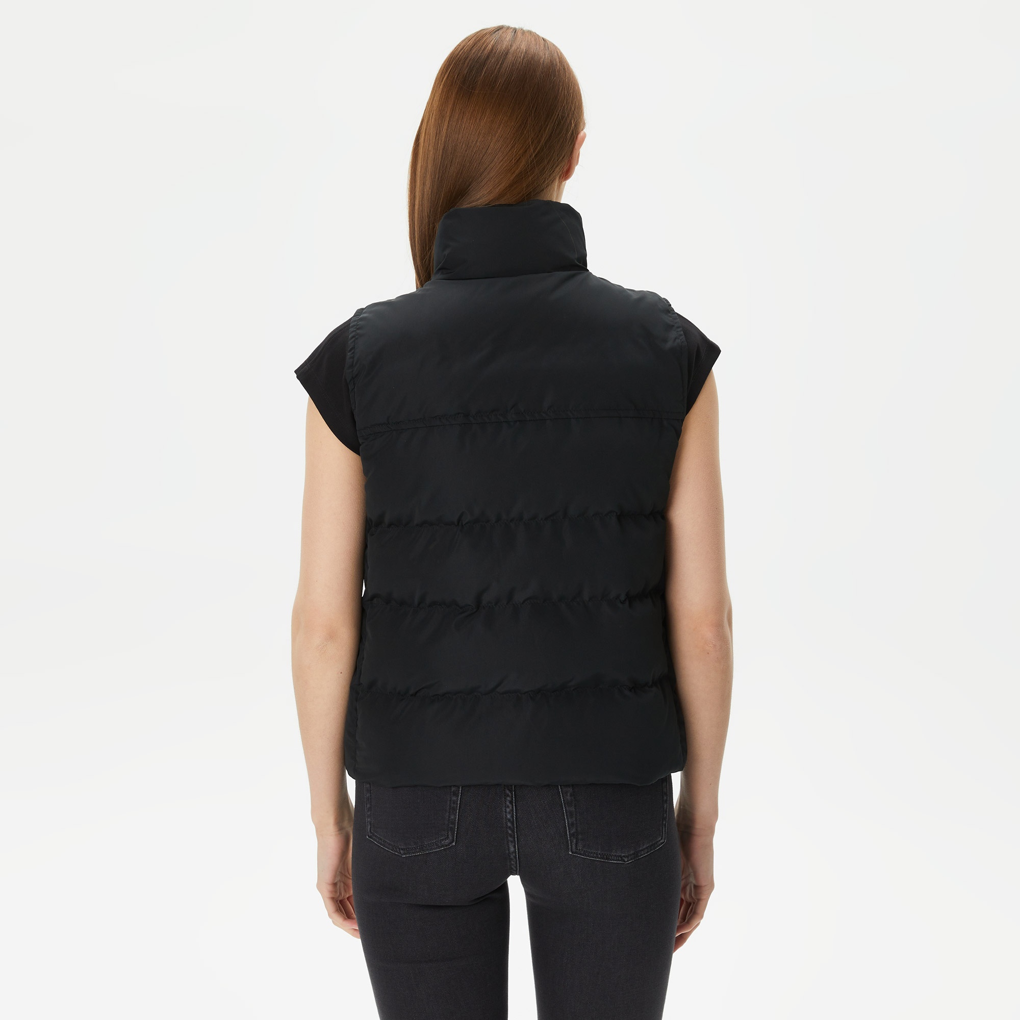 Lacoste Kadın Dik Yaka Kapitone Siyah Yelek