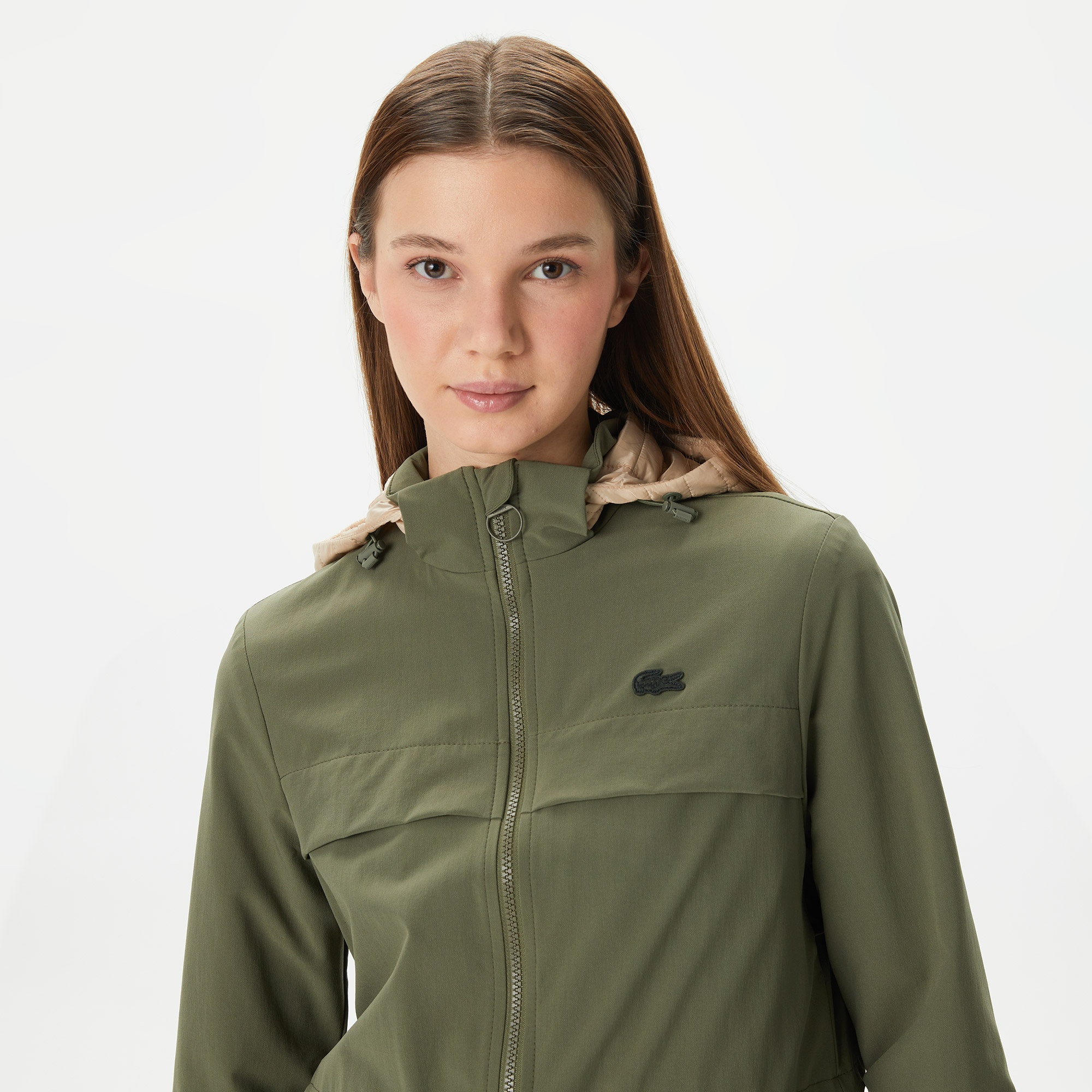 Lacoste Kadın Kapüşonlu Haki Mont