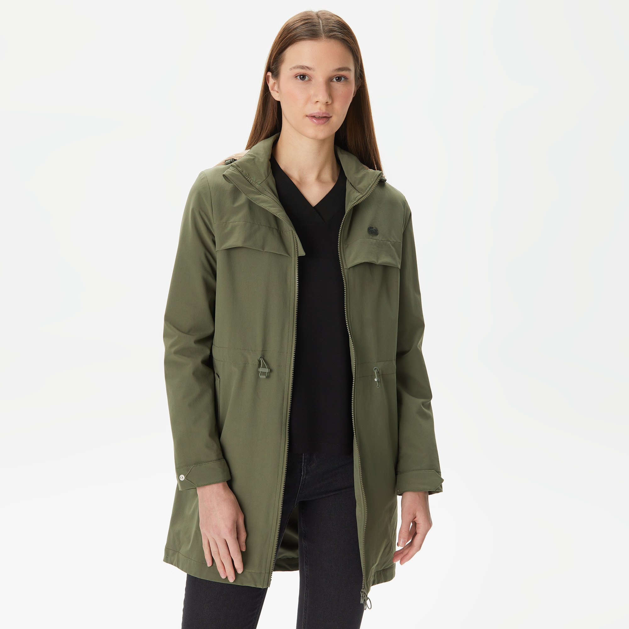 Lacoste Kadın Kapüşonlu Haki Mont