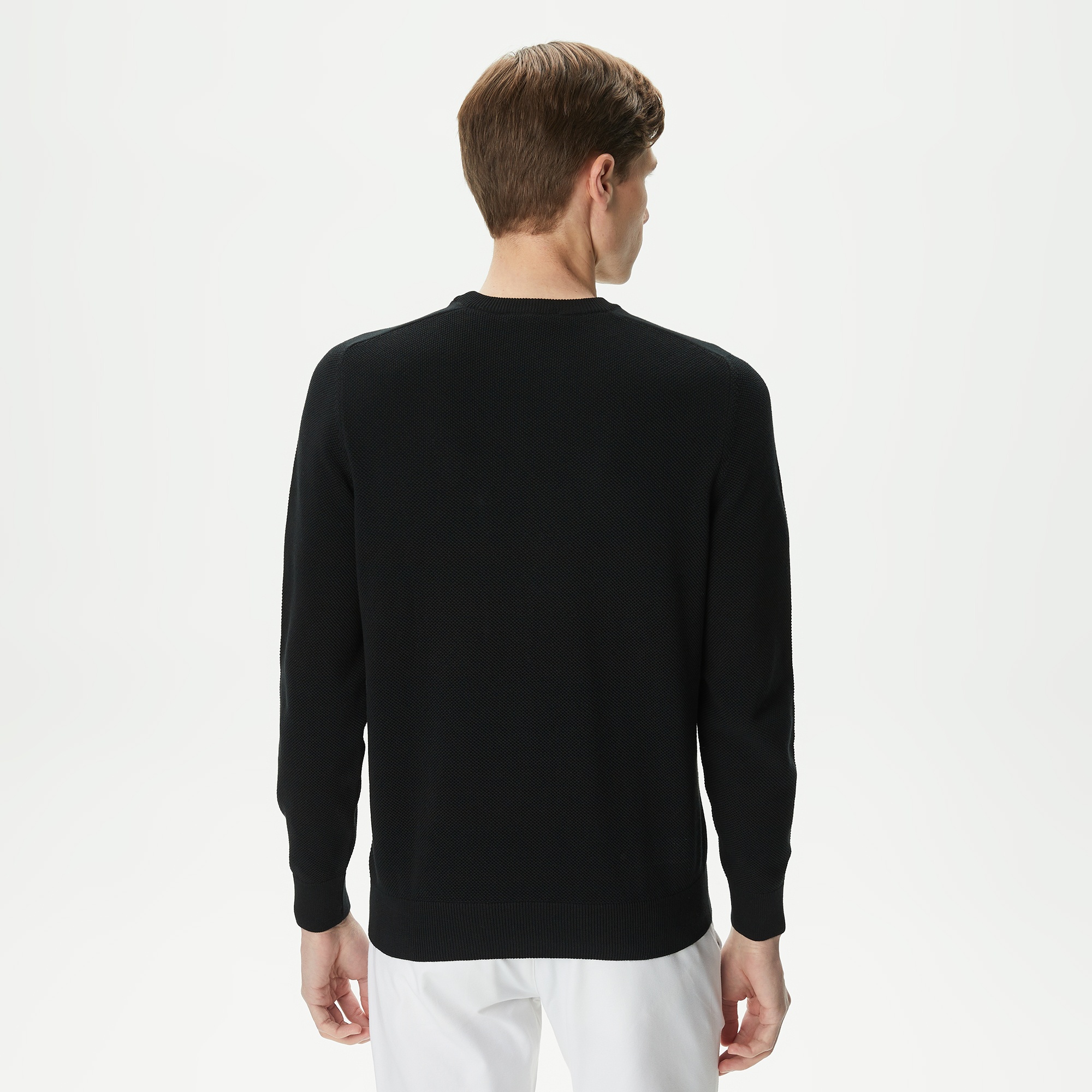 Lacoste Erkek Regular Fit Bisiklet Yaka Siyah Triko