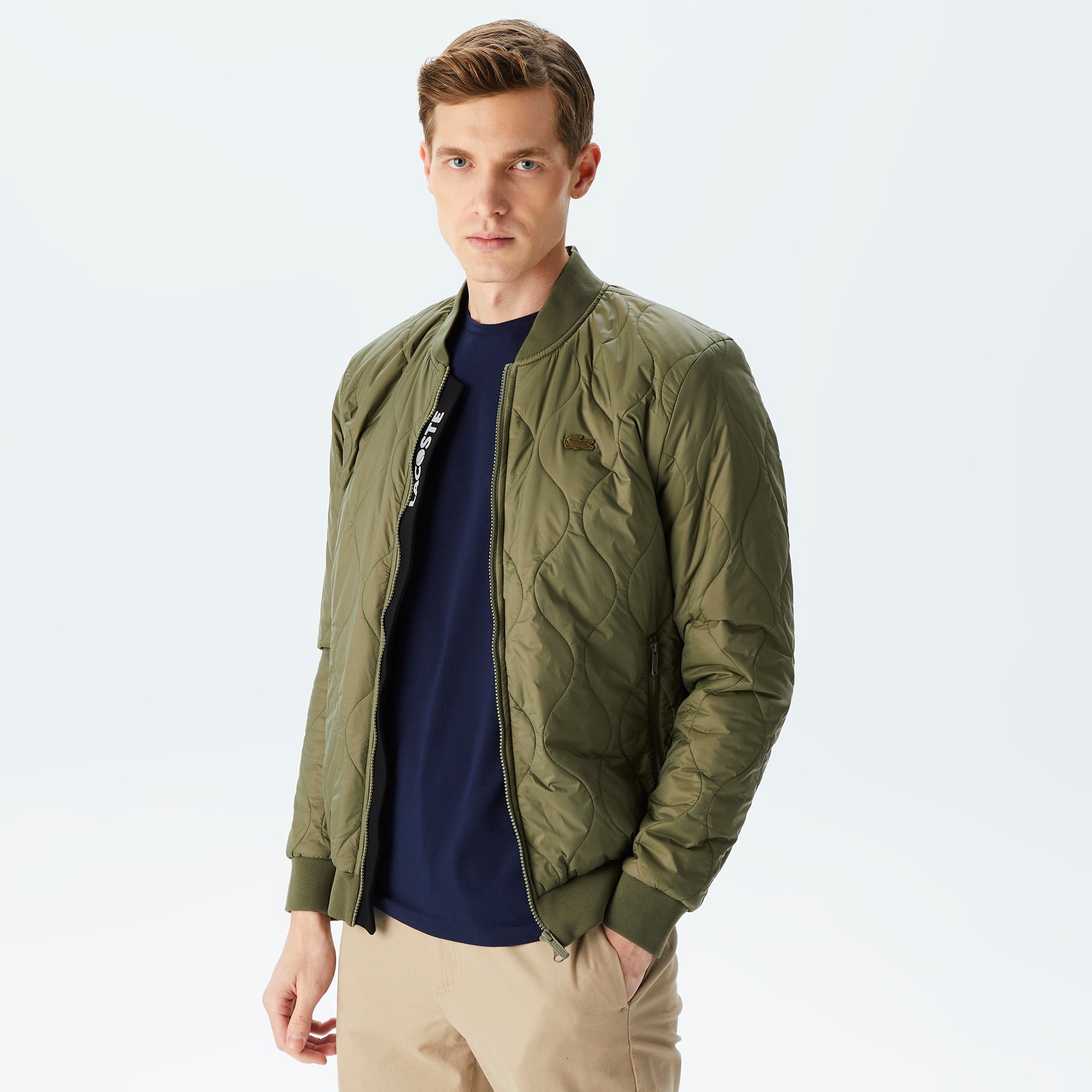 Lacoste Erkek Dik Yaka Kapitone Haki Mont