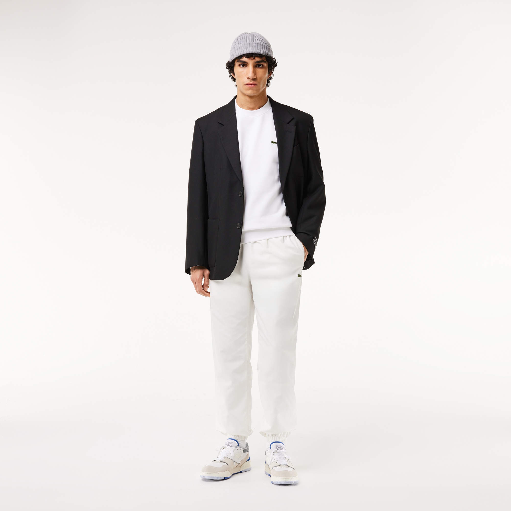 Lacoste Erkek Classic Fit Bisiklet Yaka Baskılı Beyaz Sweatshirt