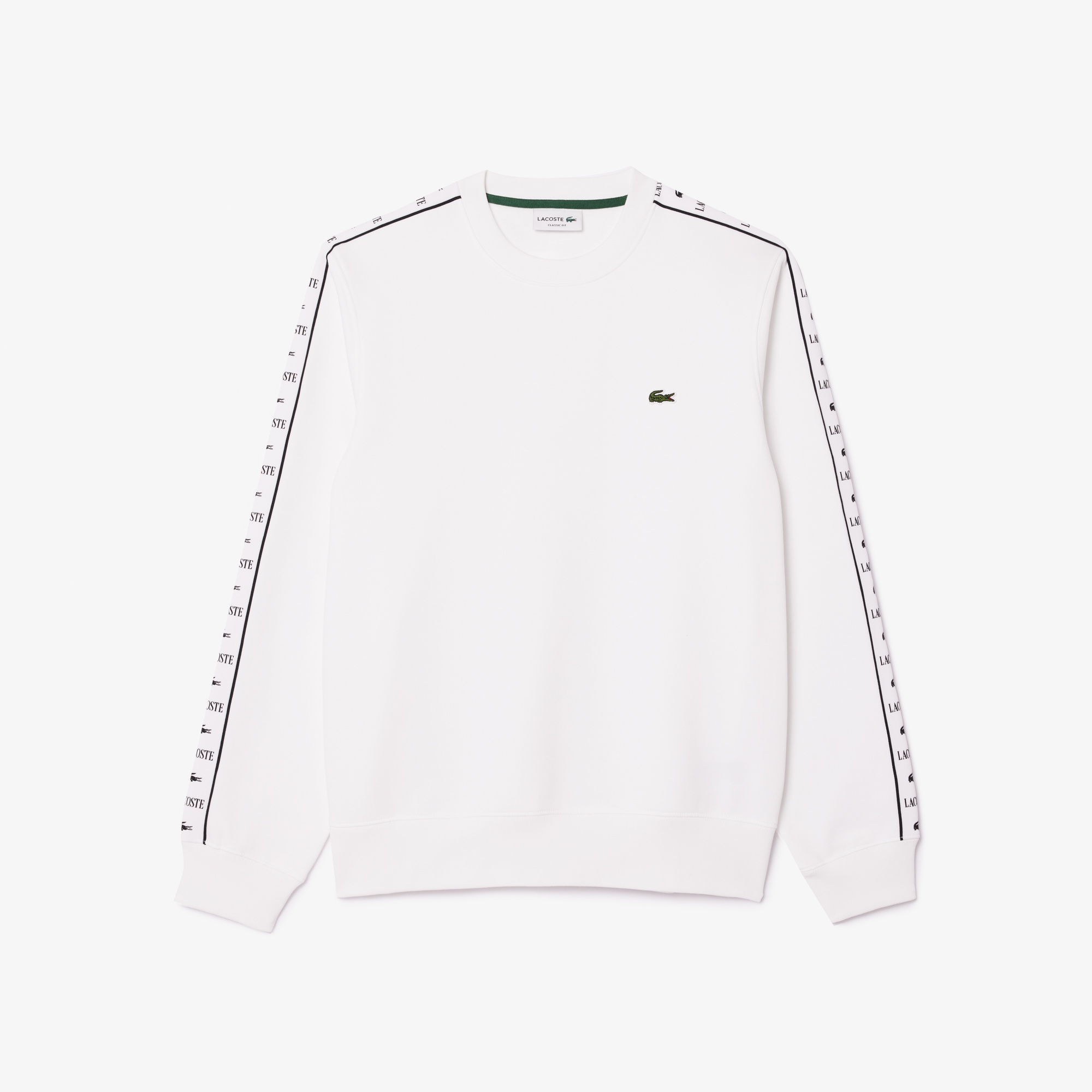 Lacoste Erkek Classic Fit Bisiklet Yaka Baskılı Beyaz Sweatshirt